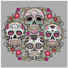 T-SHIRT–SUGAR SKULLS COLLAGE