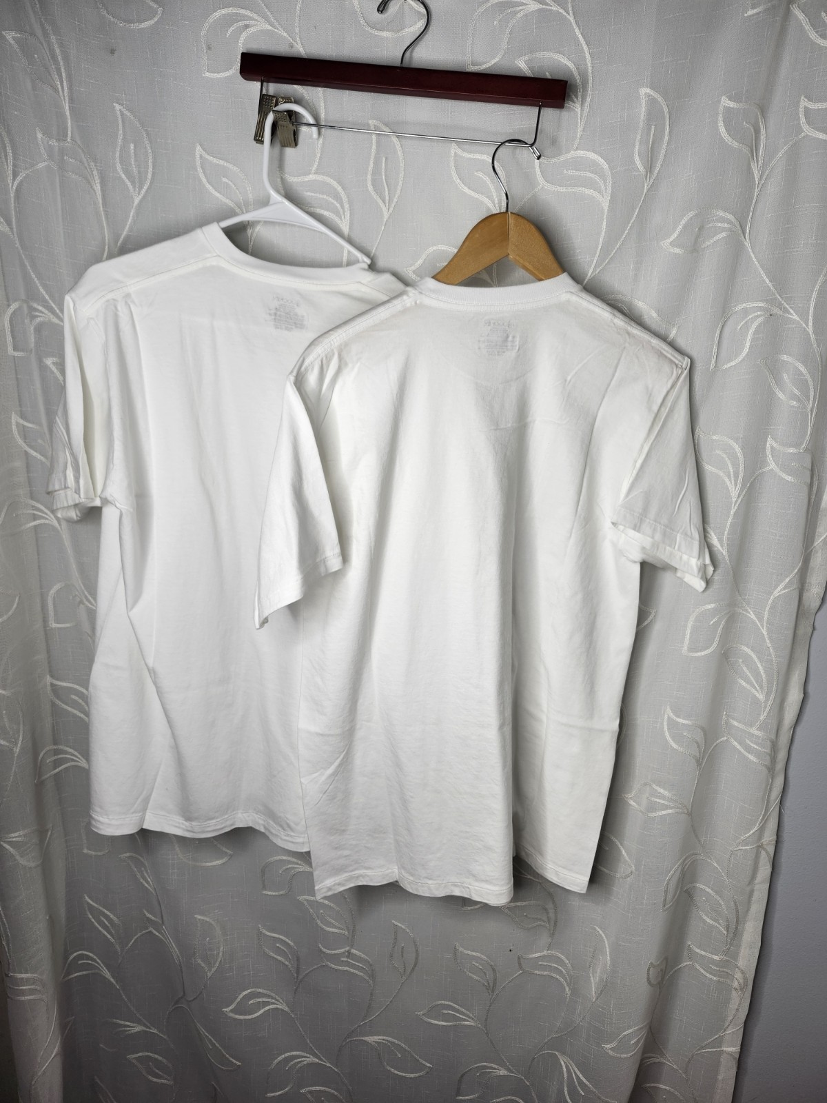 Vintage Jockey Plain White Tee Shirt Men Large Single Stitch set of 2 gallery