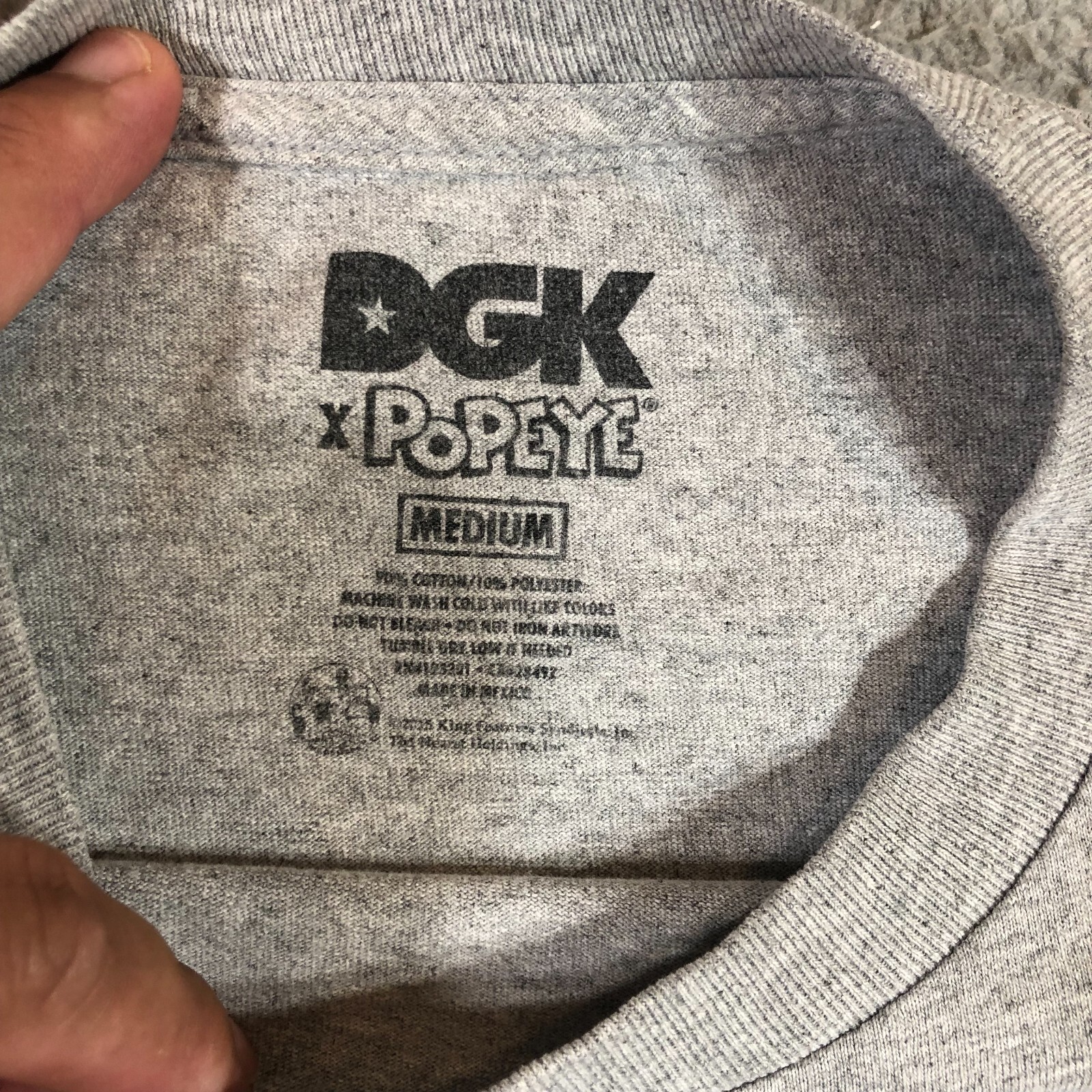 DGK x POPEYE T Shirt Mens M Gray Hustle Hard gallery