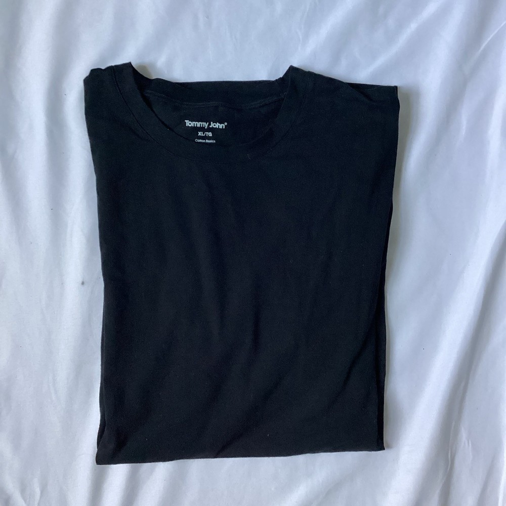Tommy John Cotton Basics Men’s Short Sleeve Black Cotton Blend Tee Shirt Size XL