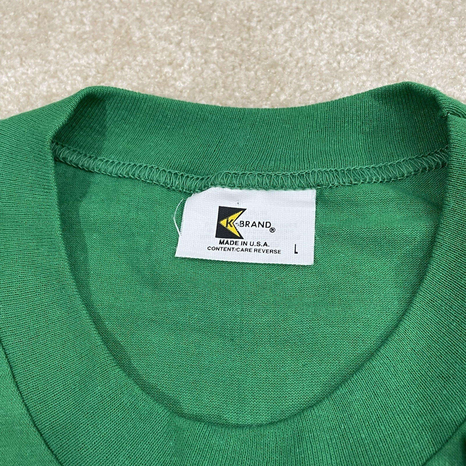 EUC! Vintage 80s Apple Green T Shirt Adult Mens S/M Fit 50/50 Graphic K-Brand gallery