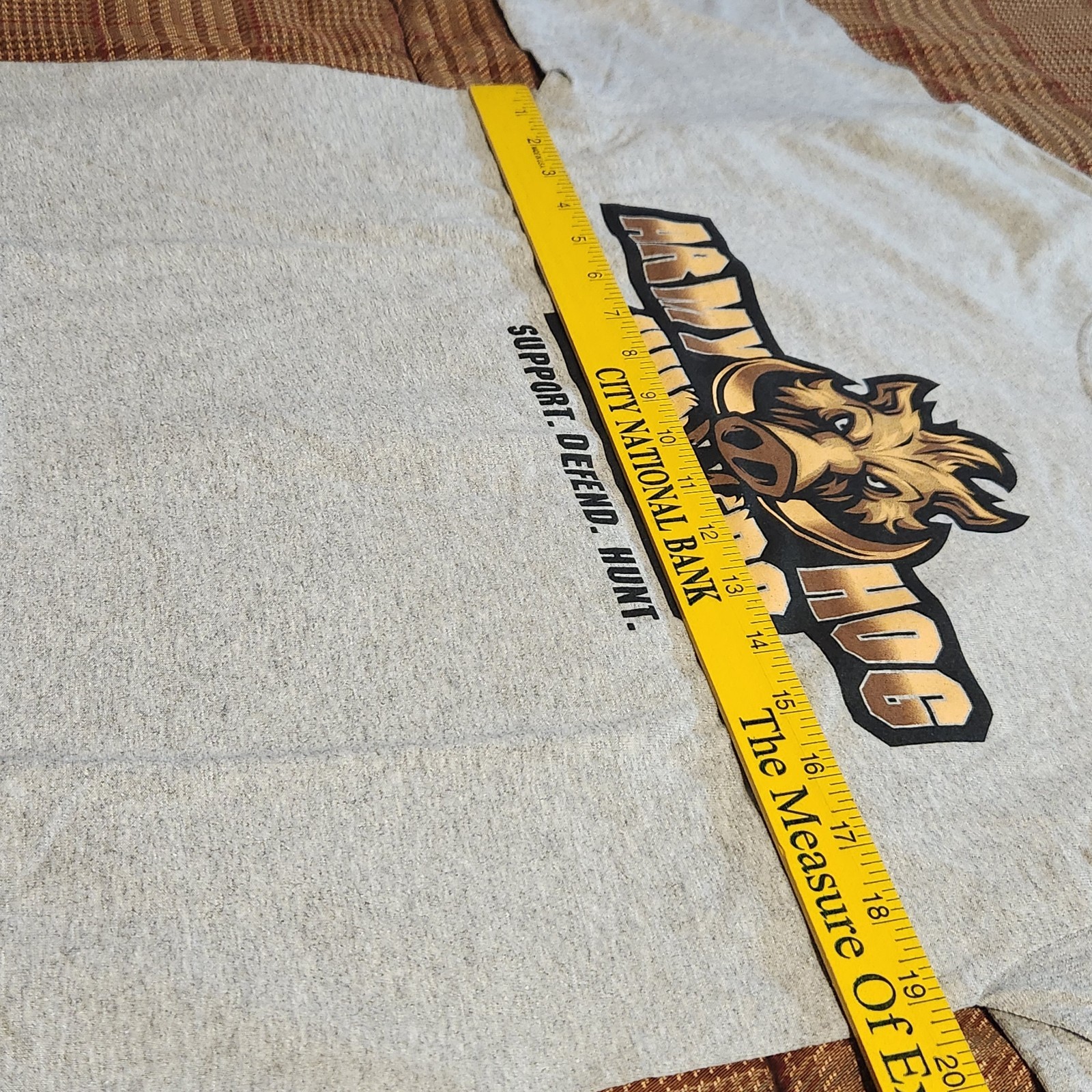 Army Hog Hunters Graphic T-Shirt Med Mens Grey Double Sided Gildan Ultra Cotton gallery