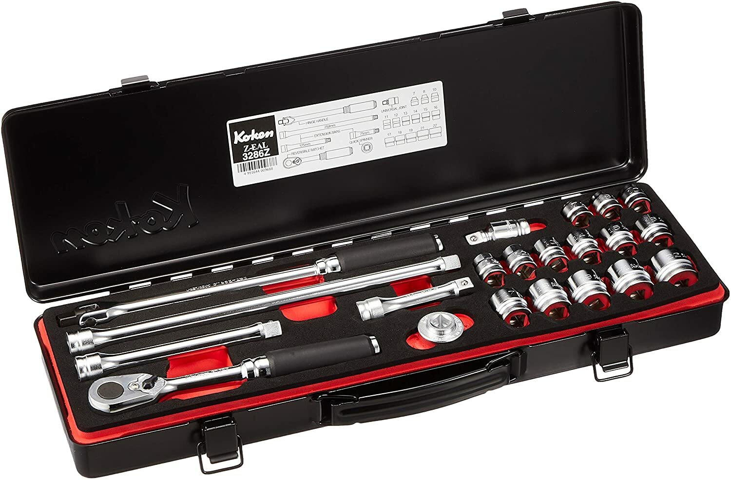 Koken 3286Z 3/8inch Z-EAL Socket Wrench Set of 21 Items with Metal Case new F/S