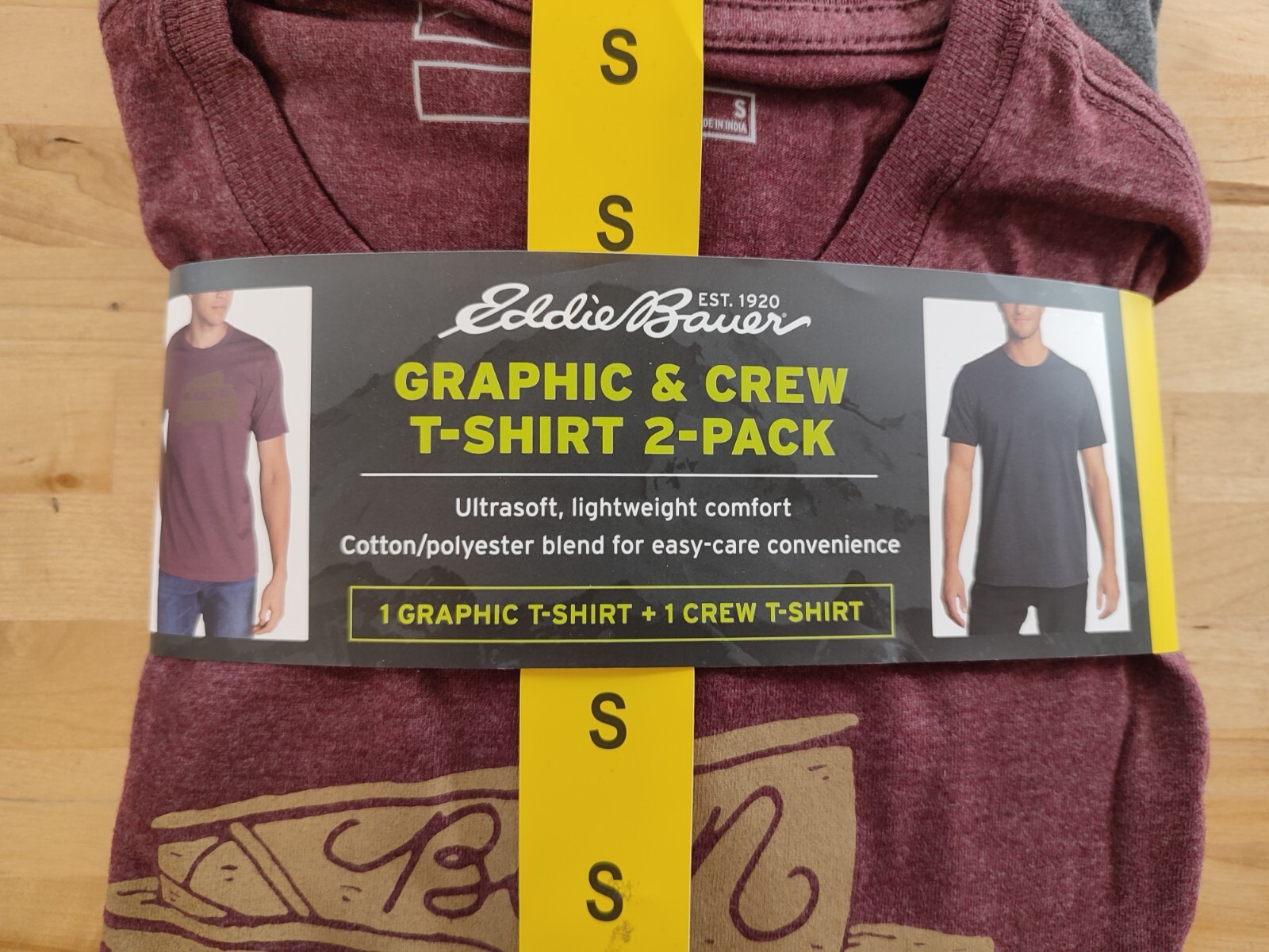 Men's Eddie Bauer 2 Pack Short Sleeve 1 Graphic & 1 Logo T-Shirt Small Red Gray gallery