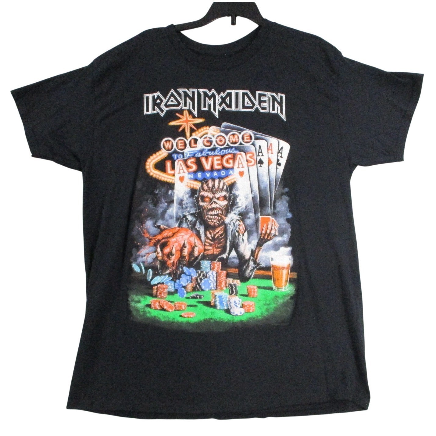 Iron Maiden Las Vegas Eddie Casino Poker Black T-Shirt Mens Large 2023 Licensed gallery