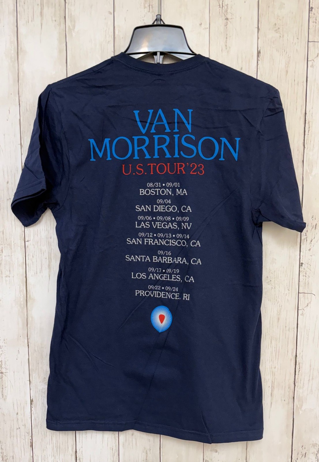 New Van Morrison US Tour 2023 Band T Shirt Mens Small Navy Blue Graphic Concert gallery