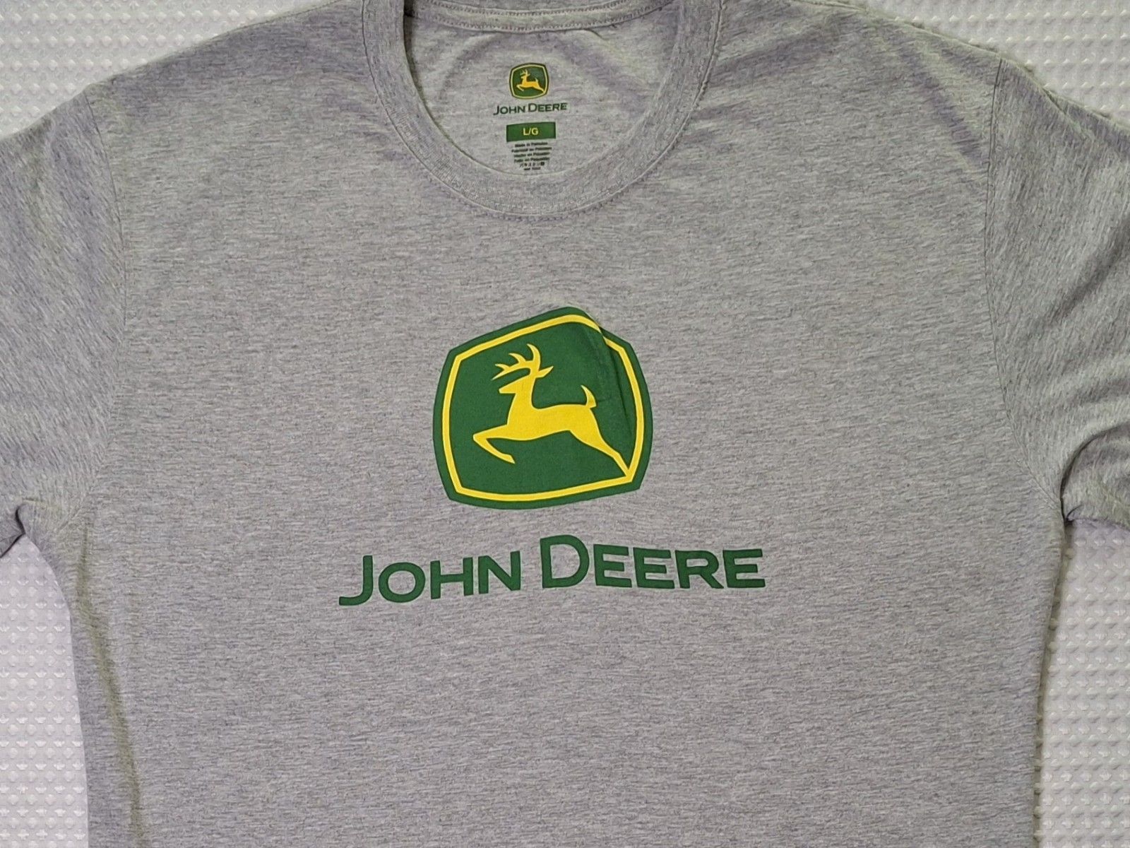 John Deere Logo Grey Cotton Blend T-shirt Size L gallery