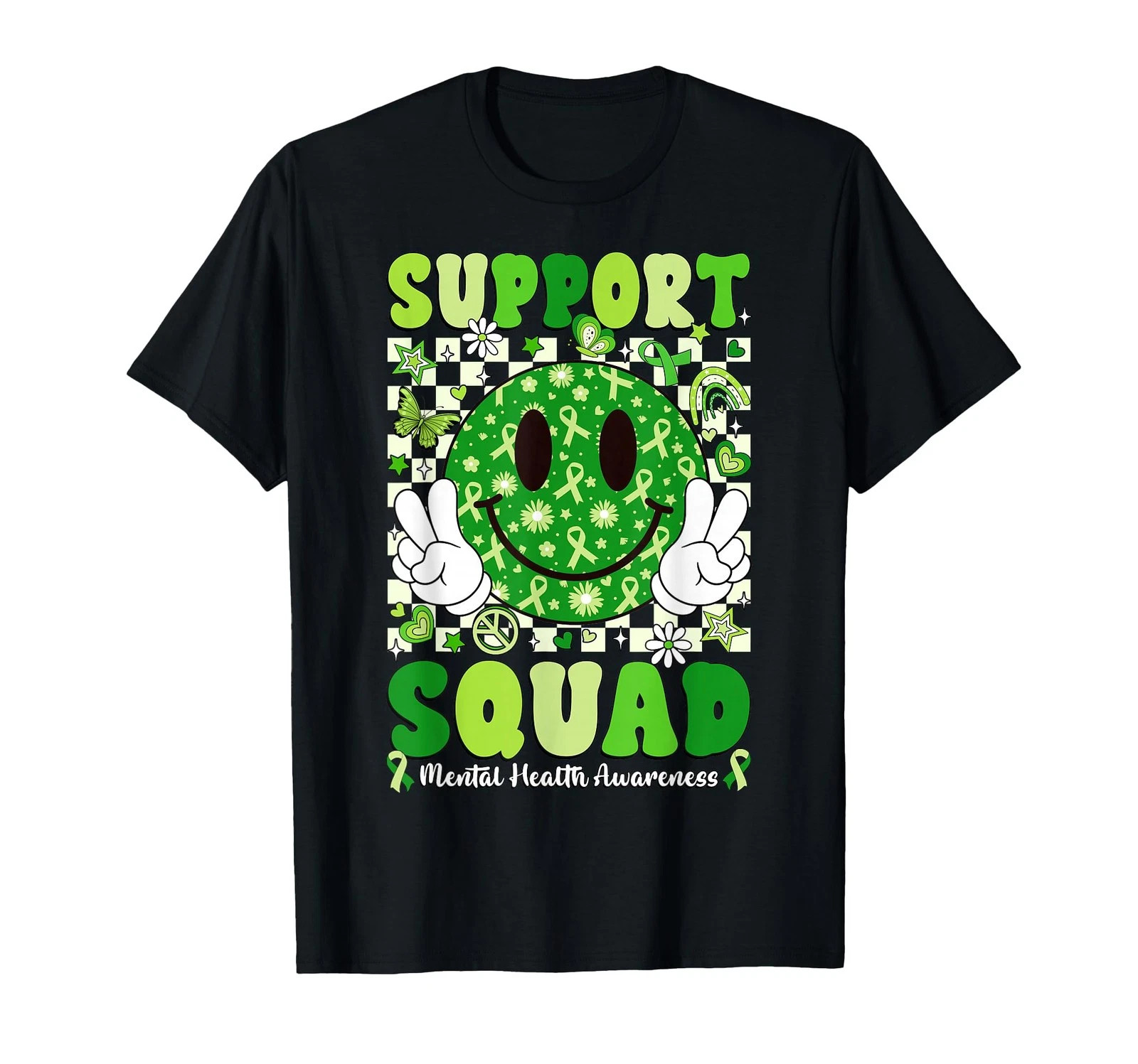 Support Squad Mental Health Matters Awareness Green Ribbon T-Shirt gallery