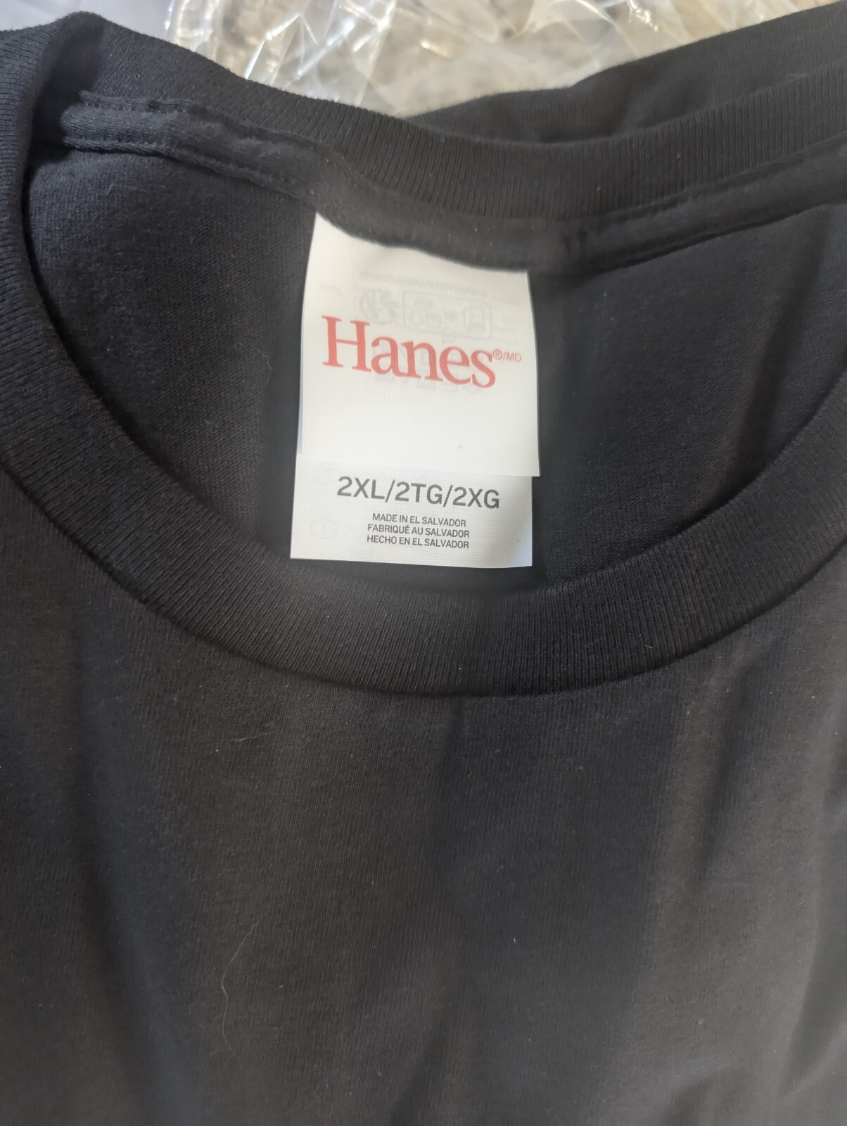 Hanes Men O5280 T-Shirt BLACK Sz 2XL-Large Crewneck Short Sleeve Plain Cotton gallery