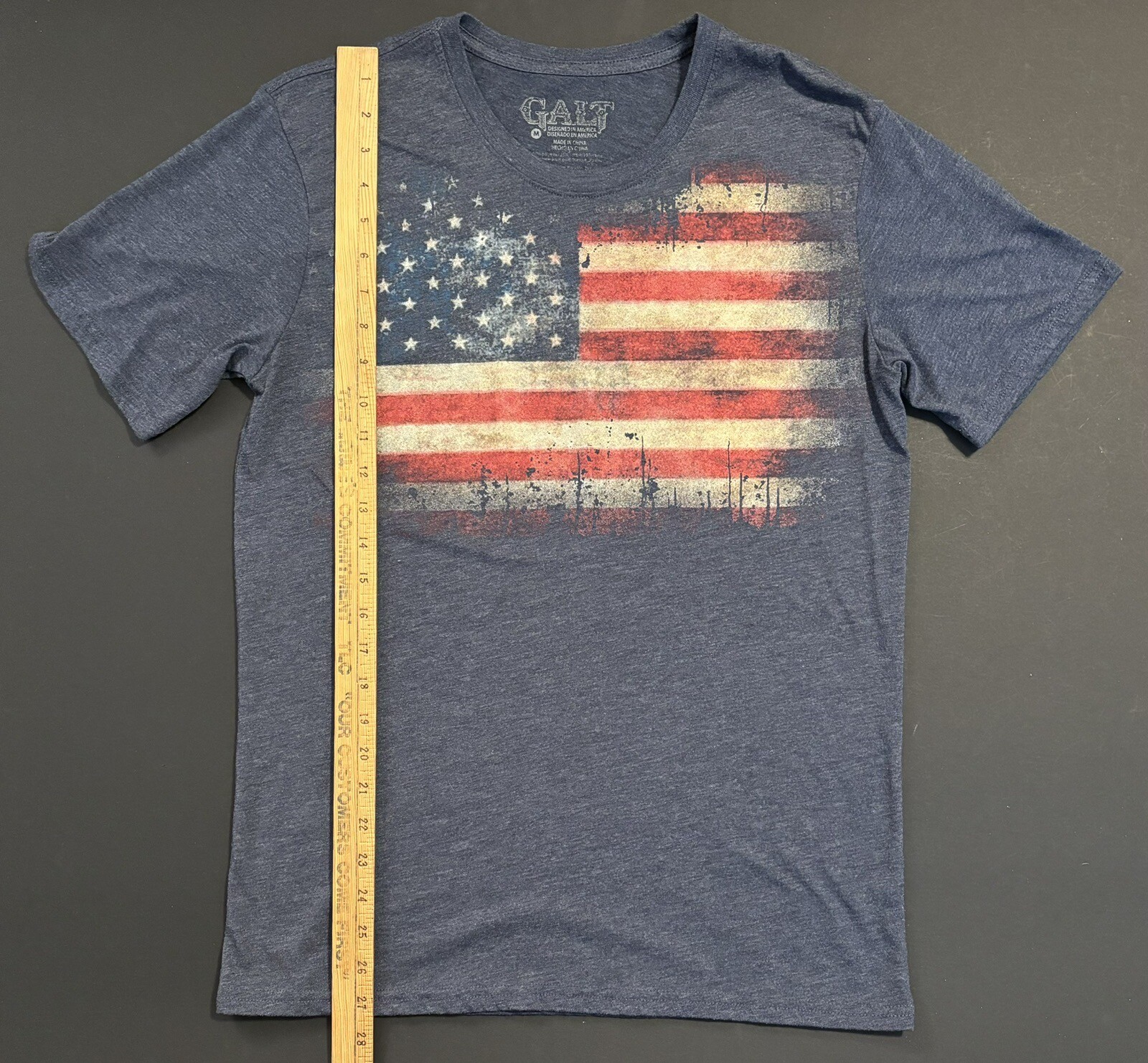 Men's GALT Red White Blue Patriotic Flag Short Sleeve Athleisure Tshirt Size Med gallery