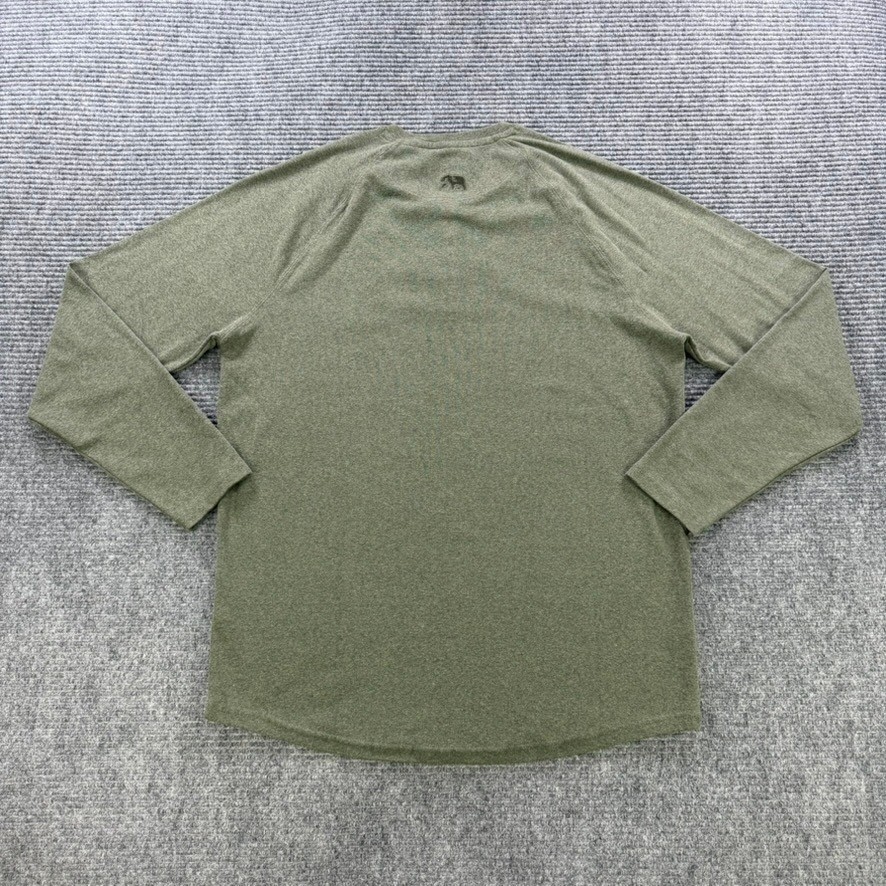 The Normal Brand Mens Large Olive Green Long Sleeve Raglan Henley Shirt Casual gallery