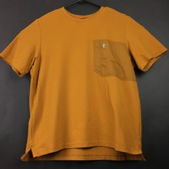 REI Mens Large Orange Brown Performance T-Shirt Zip Nylon Pocket Hiking Gorpcore