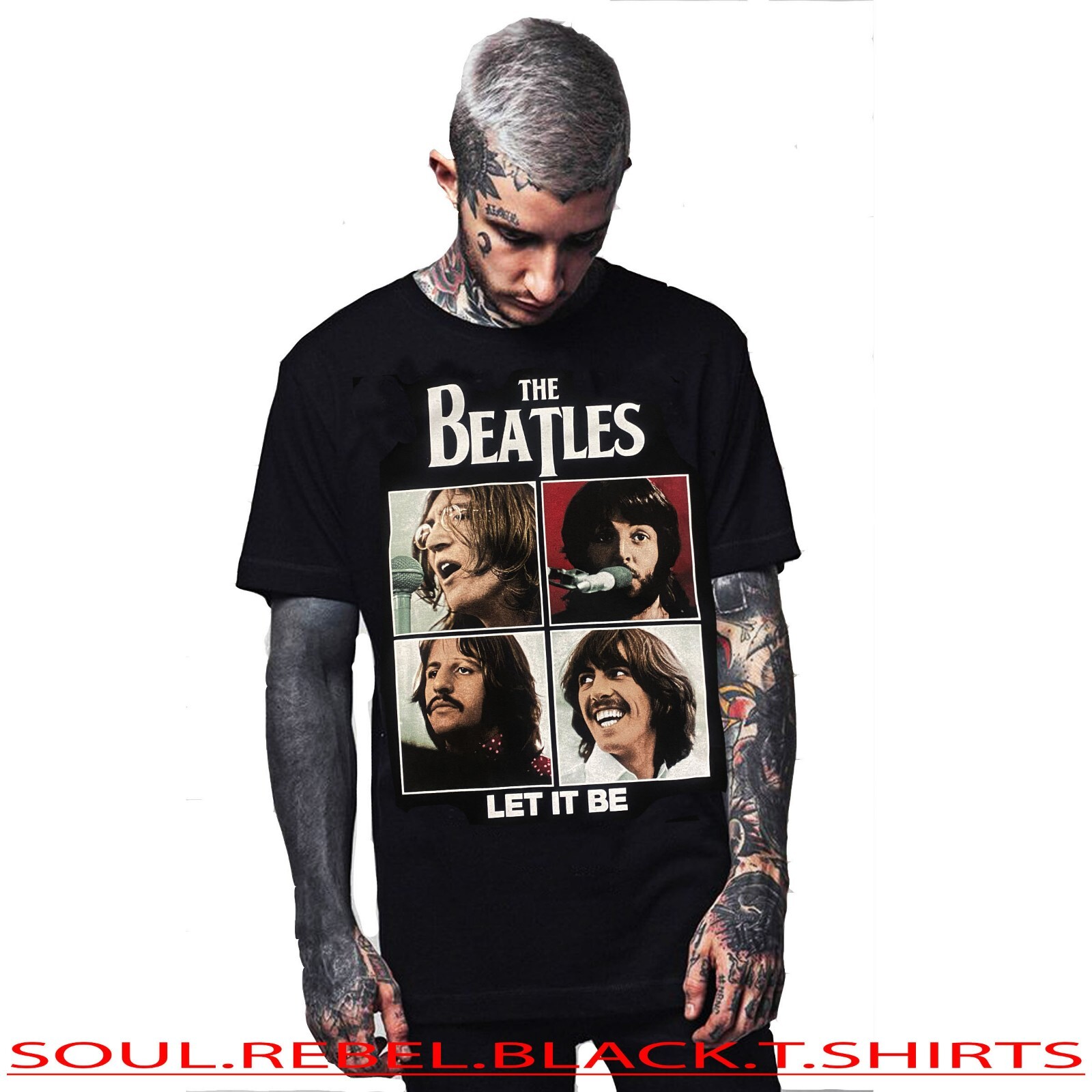 THE BEATLES CLASSIC ROCK BLACK T SHIRTS MEN'S SIZES gallery