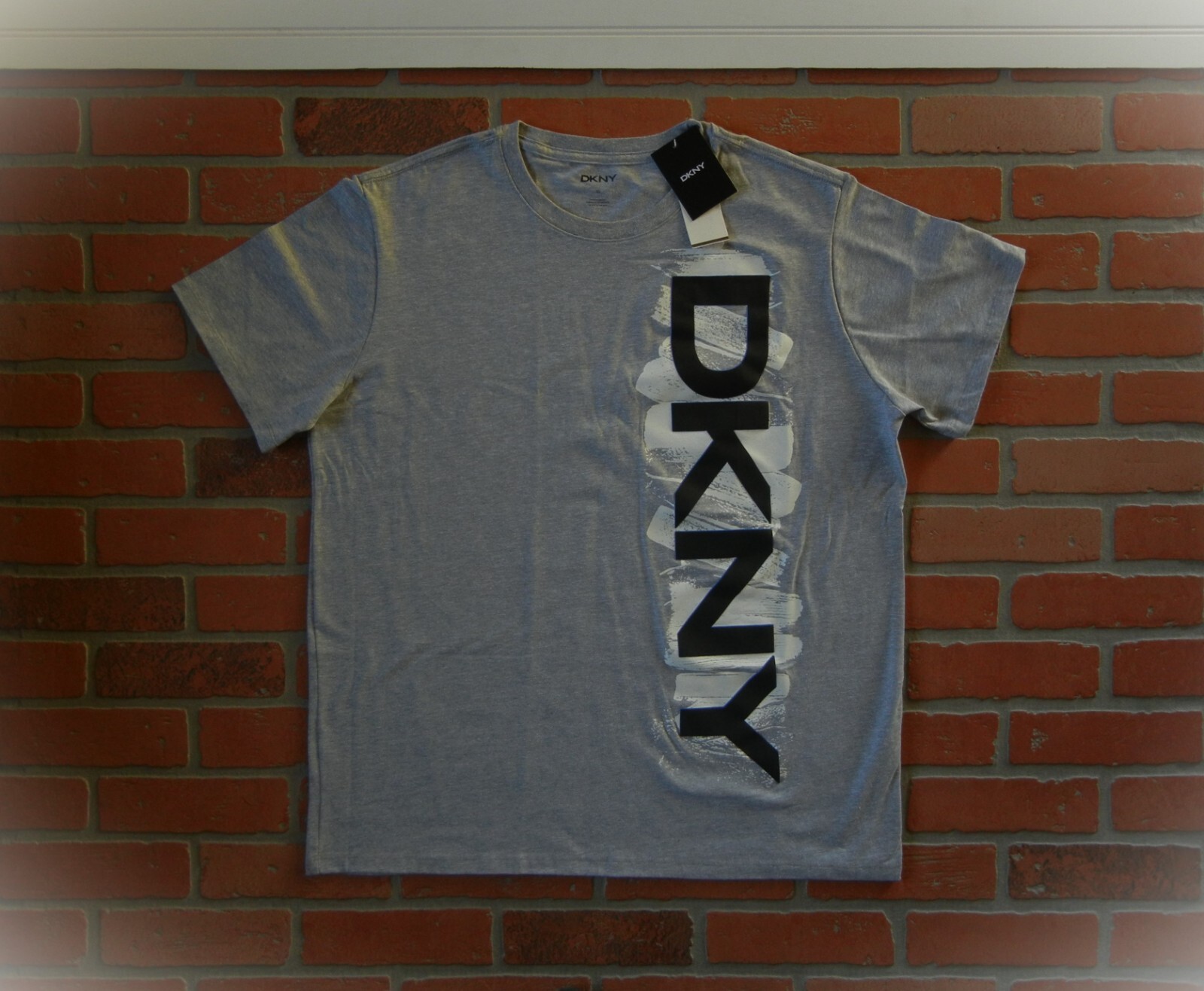 DKNY Muscle Cut HEAT HEATHER Grey Dress T Shirt White Blue $OLD OUT SEXY SIZE XL gallery