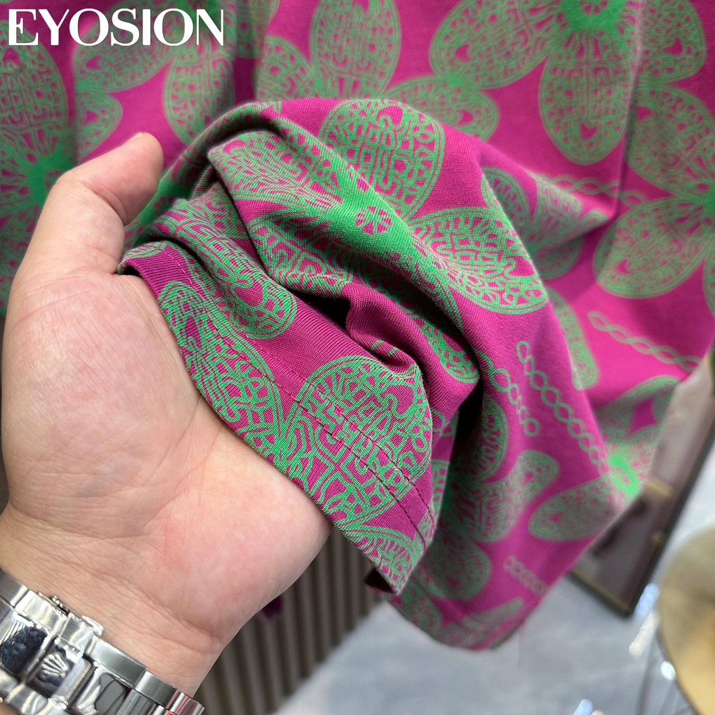 Men's Pink Floral Print T-Shirt Casual Short Sleeve Cotton Crew Neck Summer Tee gallery