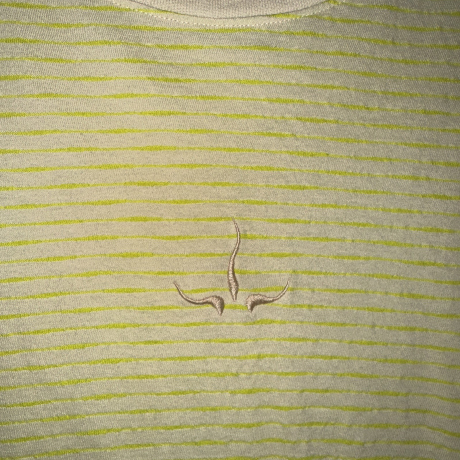 Prana (prAna) Yellow Neon Crew Tee Men's S Oversized Striped Logo Embroidered gallery