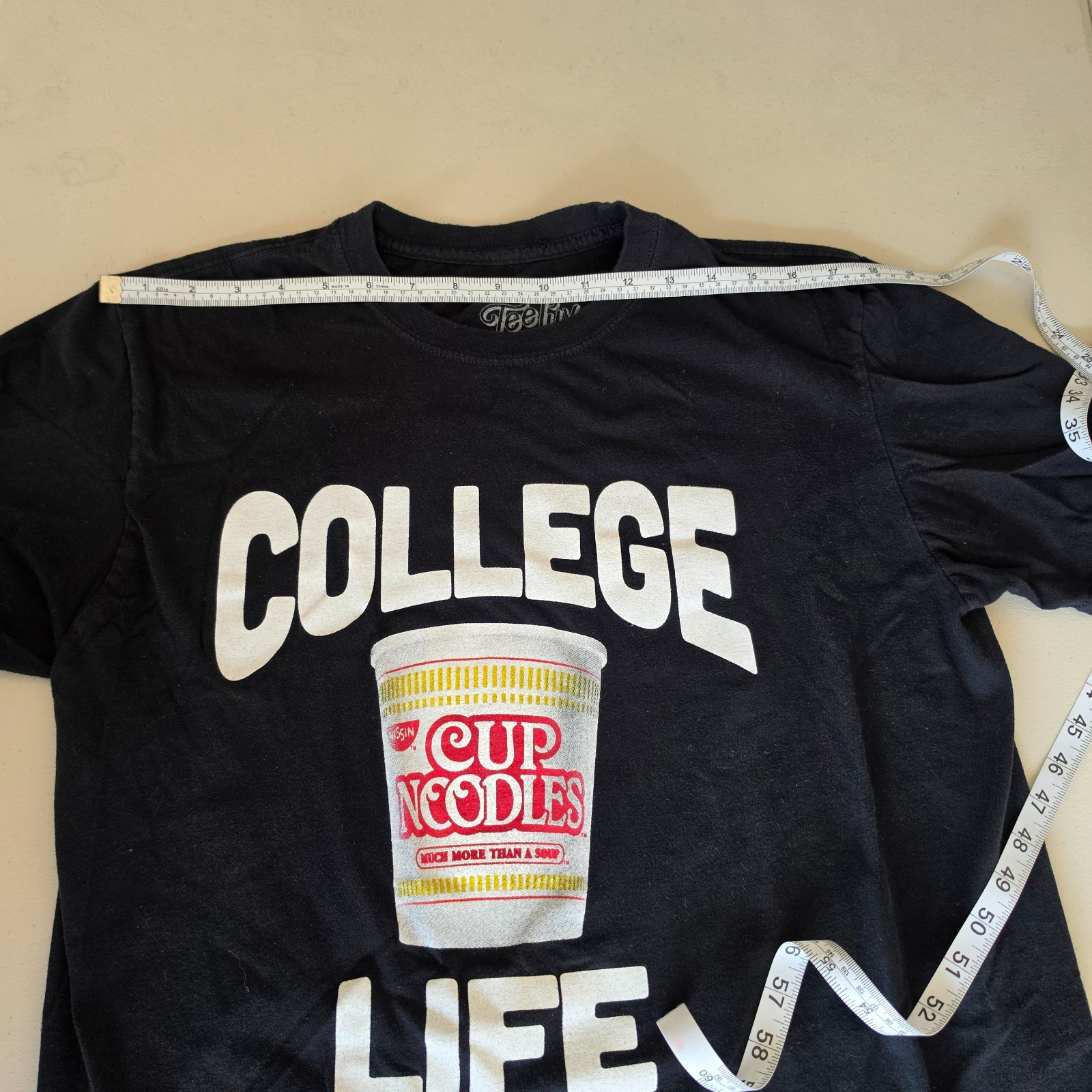 College Life Cup of Noodles Black Shirt by Tee Luv Adult Size Large gallery