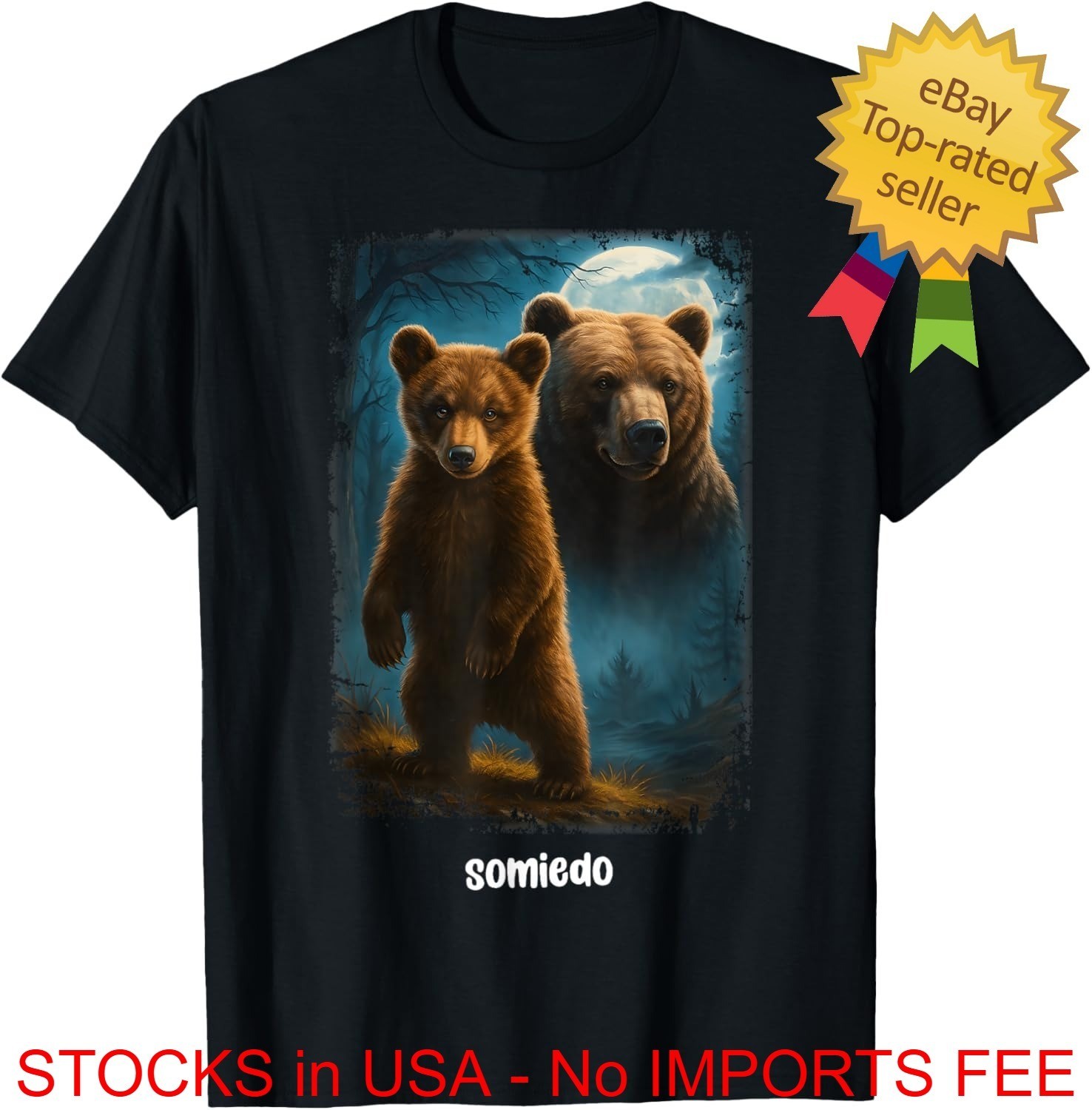 Somiedo Bear Graphic Tee Cute Wildlife Shirt Hot Sale T-Shirt S-4XL