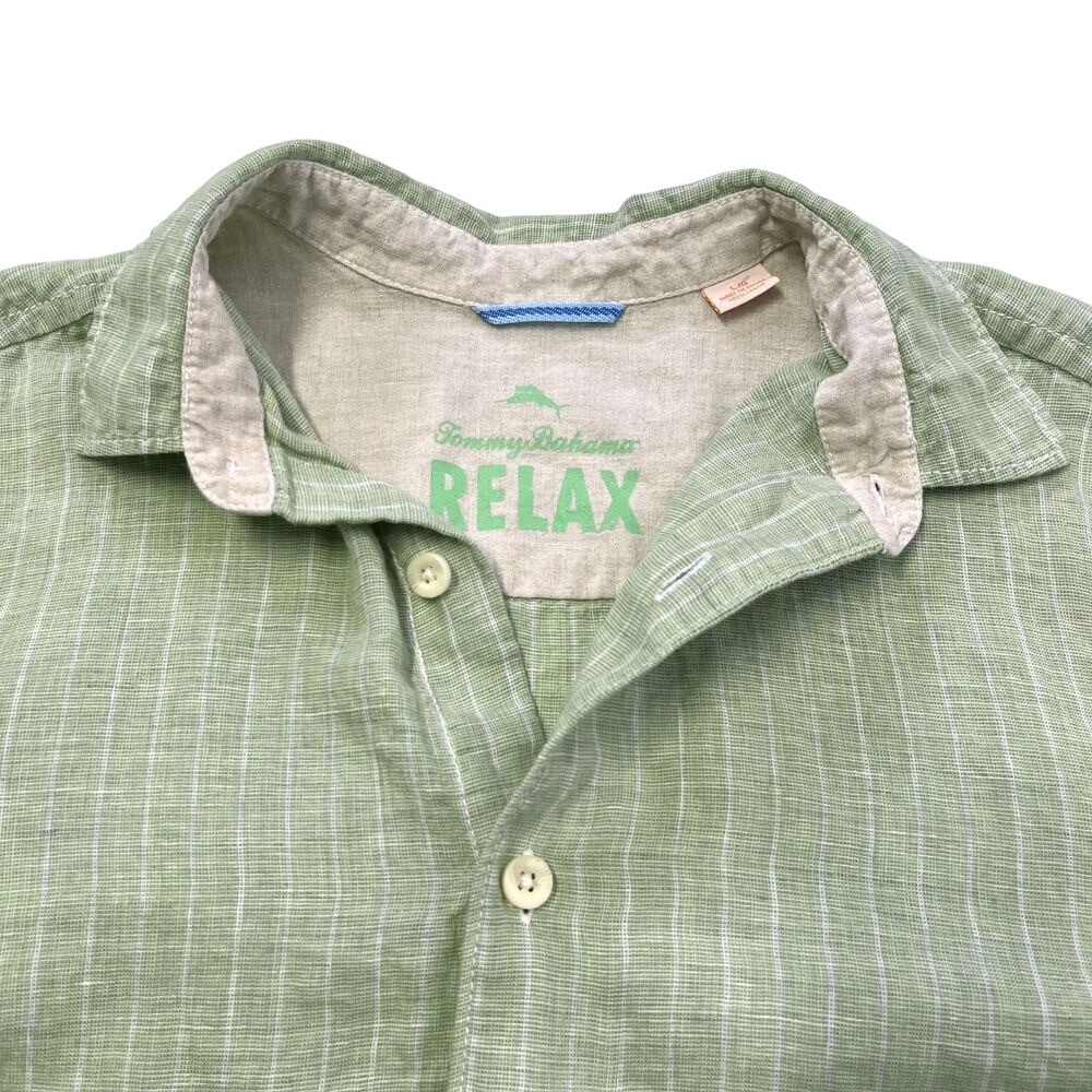 Tommy Bahama Relaxed 100% Linen Mint Green Long Sleeve Button Down Shirt 477 gallery