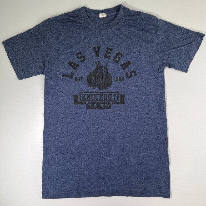 Las Vegas Shirt Men Small Knockout Live Lucky Boxing Glove Work Party Run Gym Fa gallery