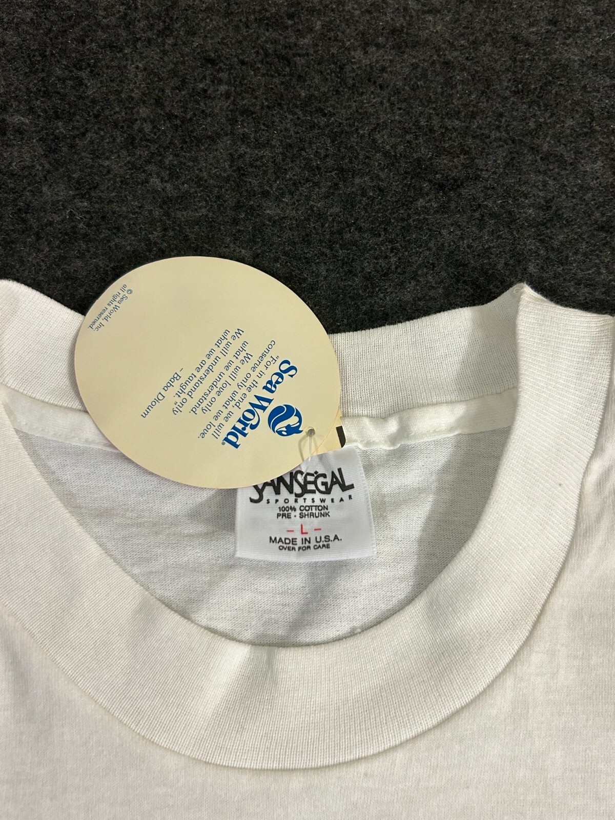 Vintage Sea World San Segal XCII Orca Shamu Dolphin White SS Shirt Large NWT gallery