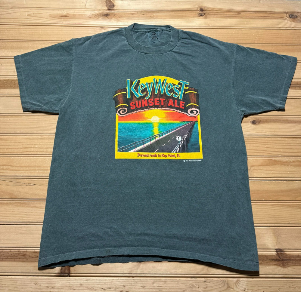 Vintage 1998 Key West Florida Sunset Ale Craft Beer Tourist Souvenir Shirt Large