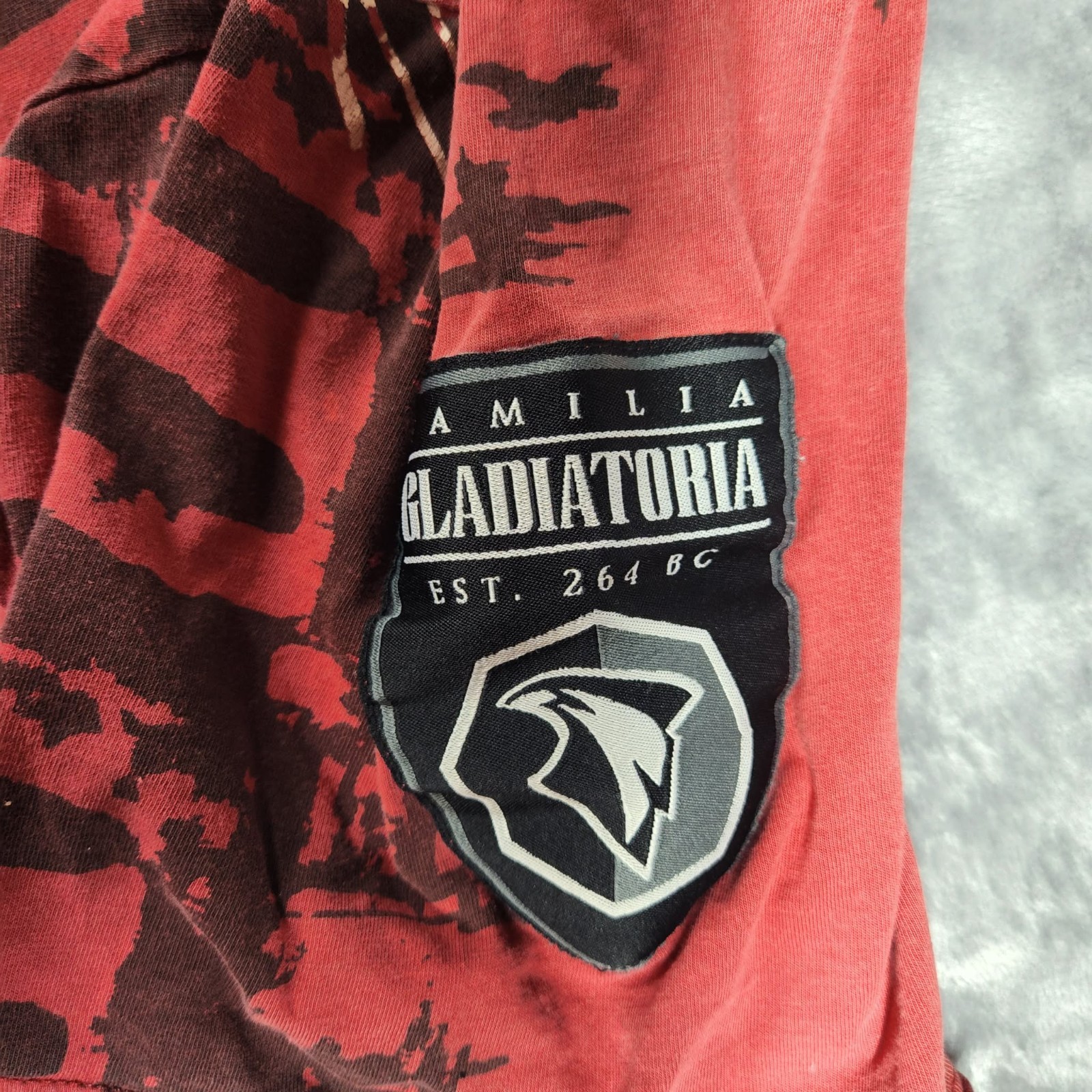 GLADIATORIA T-Shirt Men's XL Red Graphic AOP Distressed Gladiator Collesium Rome gallery