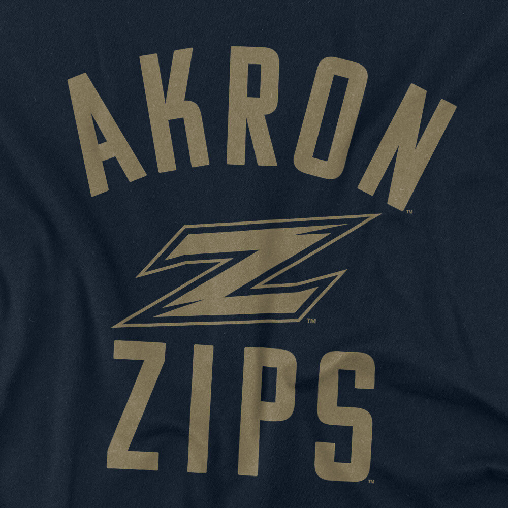 University of Akron Adult T-Shirt One Color Logo, Navy, S-5XL gallery