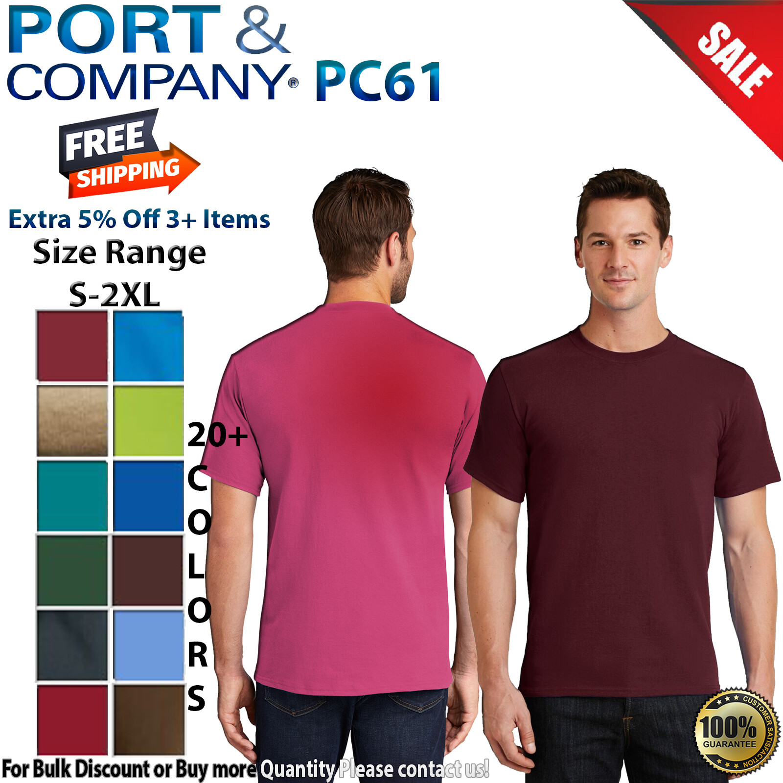 Port & Company PC61 Mens Short Sleeve Essential Crew Neck Stylish T-Shirt gallery