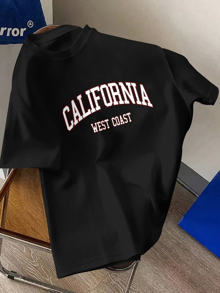 Men’s California West Coast Lettering Printed Sports Casual Short-Sleeved Shirt√