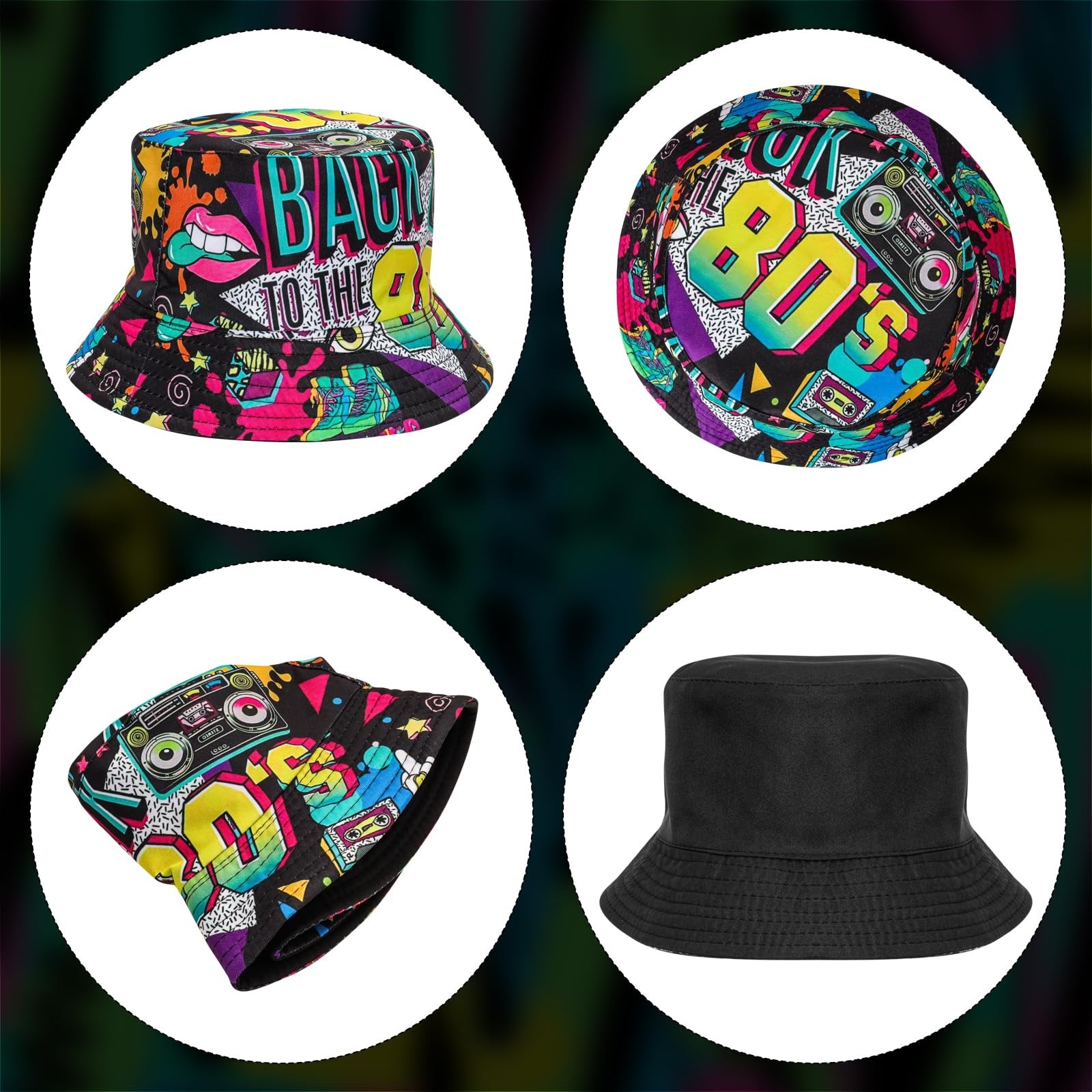 Fashion 80s 90s Bucket Hat for Men Women Outdoor Summer Beach Packable Sun Cap gallery