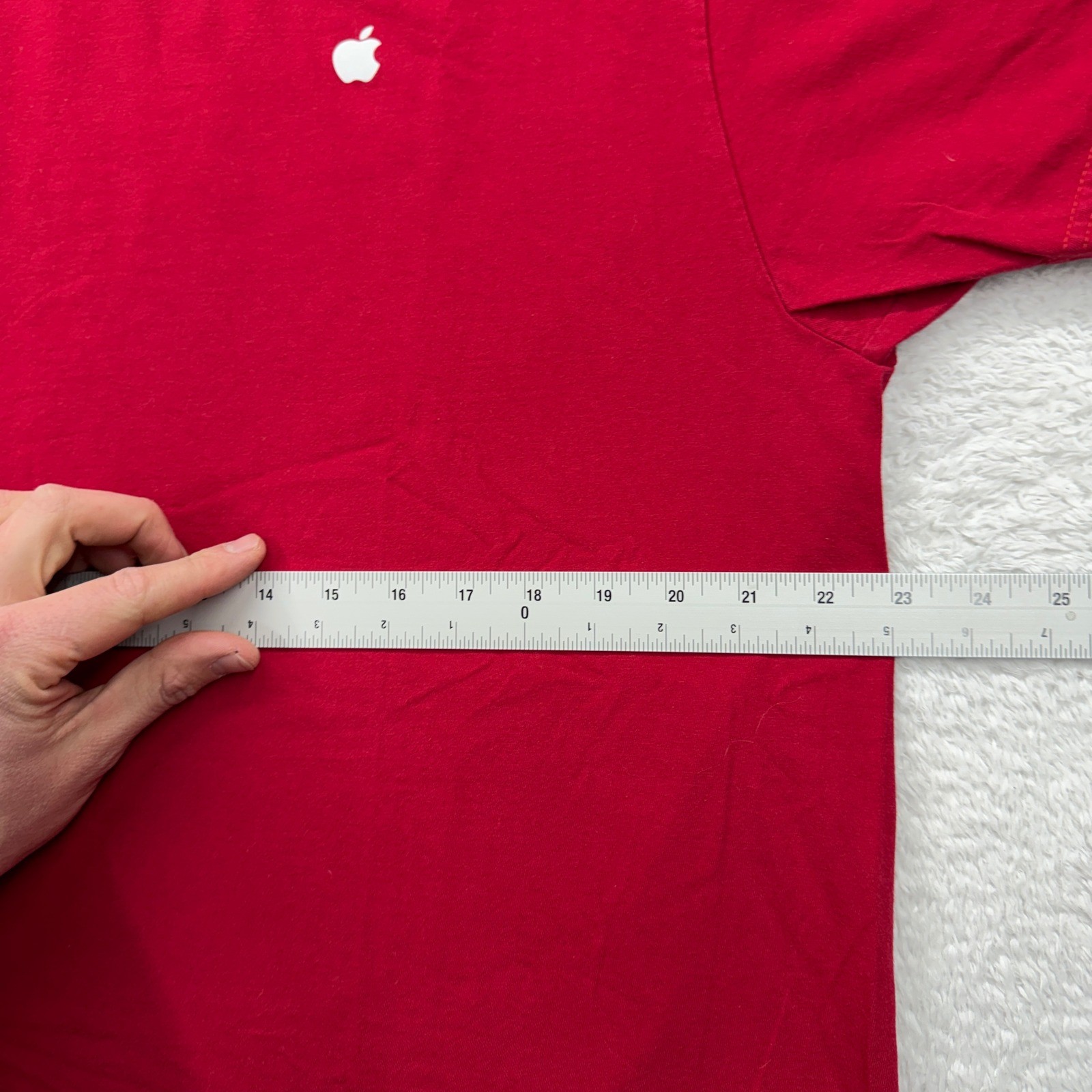 Apple Logo T Shirt Red Mens Size Large 100% Cotton Made in USA gallery