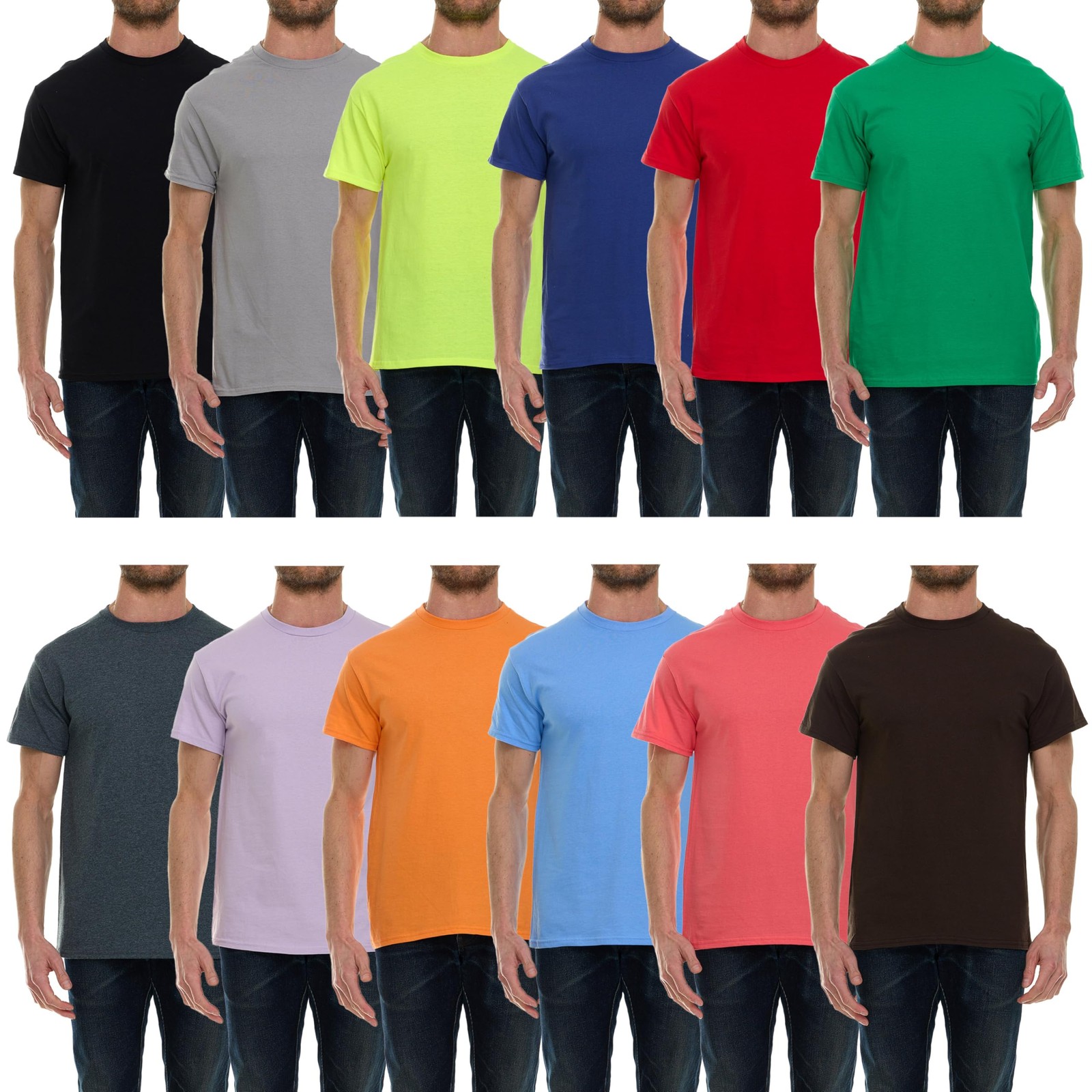 12 Pack Plus Size Men’s Cotton T-Shirt Bulk Big & Tall Short Sleeve Lightweig…