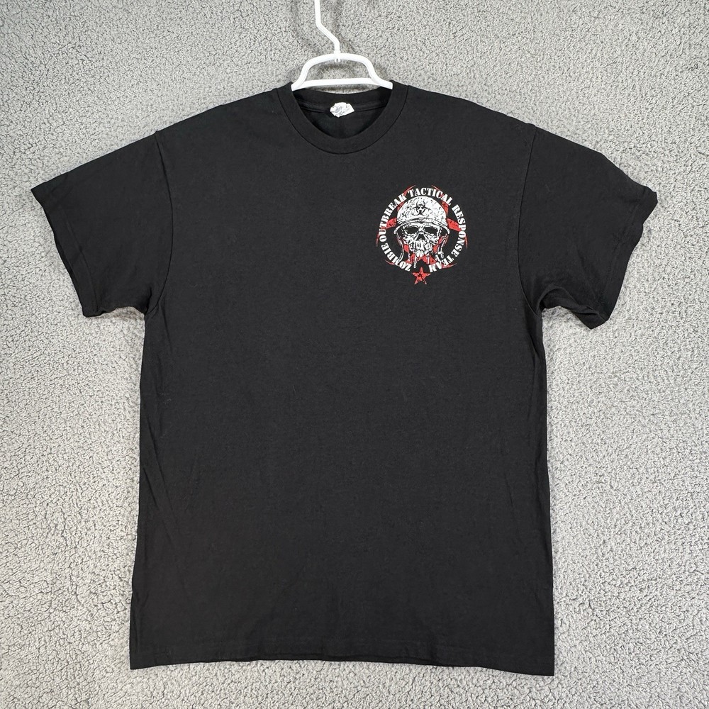 Zombie Outbreak Tactical Response Black T-Shirt Size L Graphic Tee