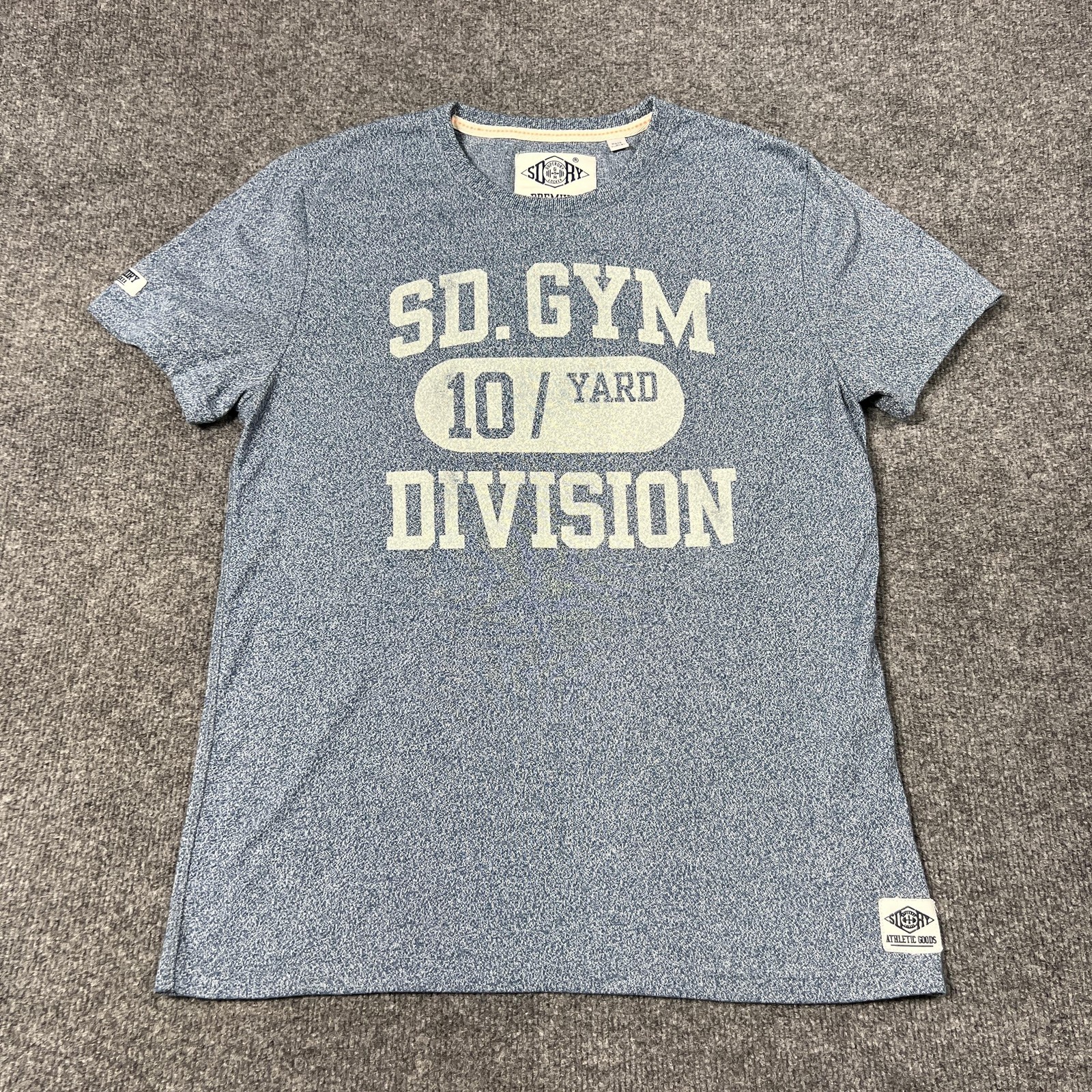 Superdry Shirt Mens Large Blue Gym Locker Lite Loop SD GYM Division Athletic Tee