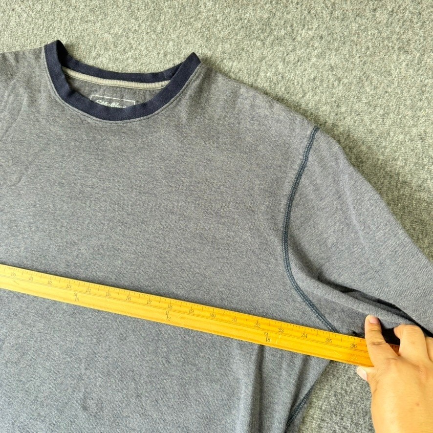 Eddie Bauer Mens XL Gray Long Sleeve Cotton Crewneck T-Shirt Contrast Stitching gallery
