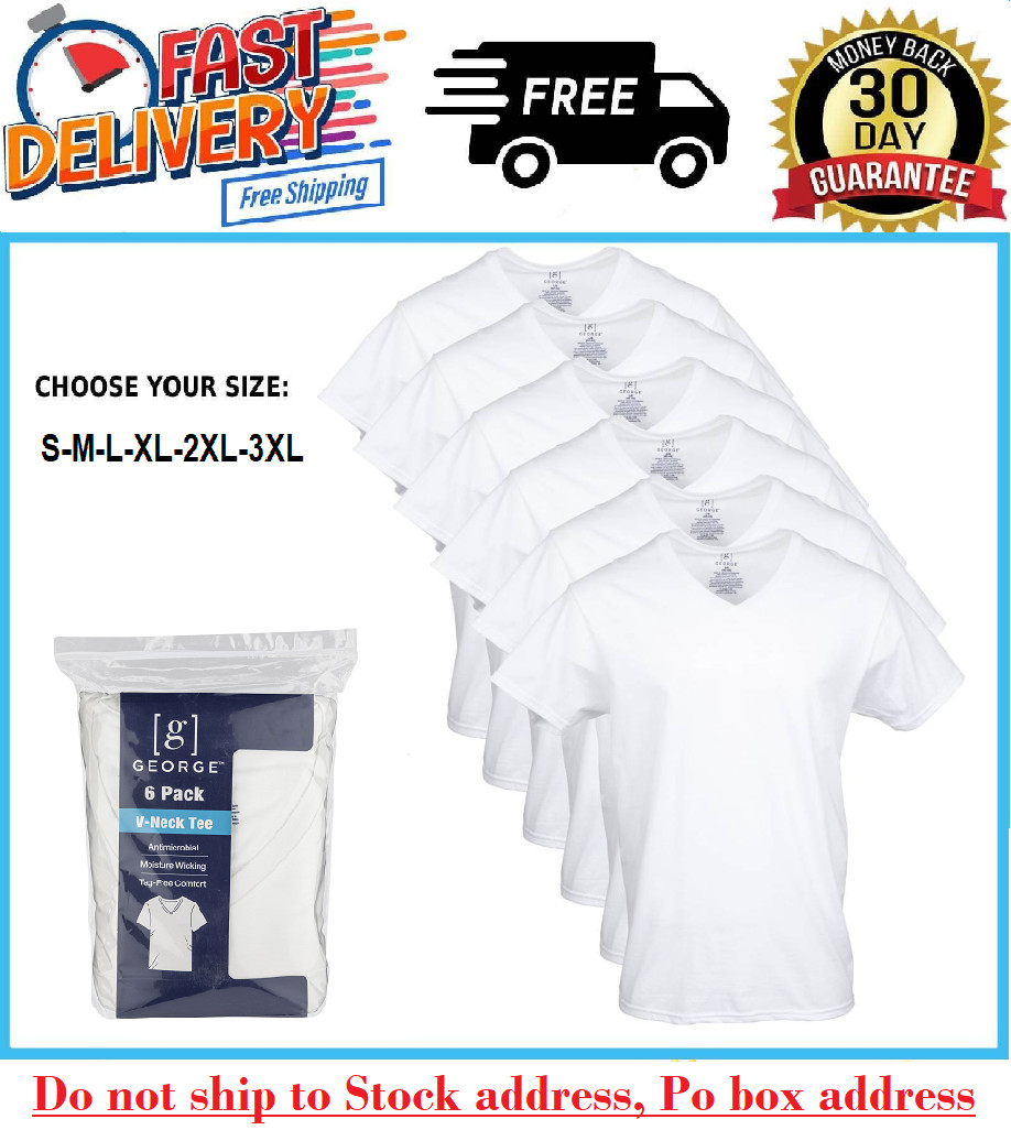 George Men's ultra soft V-Neck T-shirts , 6-Pack Size FROM S To 3XL gallery