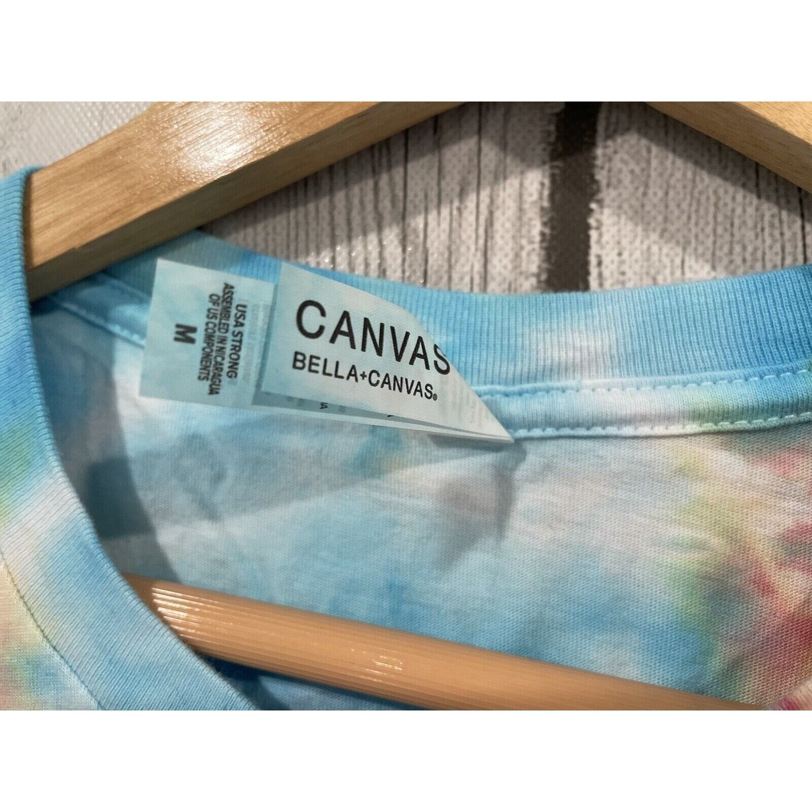 Bella Canvas Tie Dye T Shirt Blue Pink Yellow Short Sleeve Crew Neck M Handmade gallery