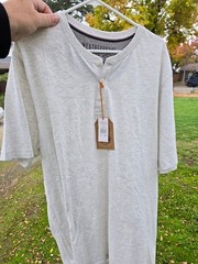 Weatherproof Vintage Men White Short Sleeved Oatmeal Jersey Henley Shirt Sz XXL