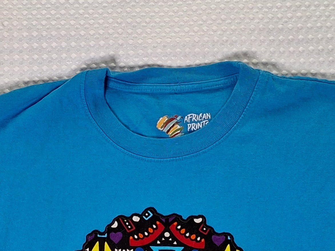 Kenya Africa Embroidered Colorful Souvenir Blue T-shirt Size L African Prints gallery