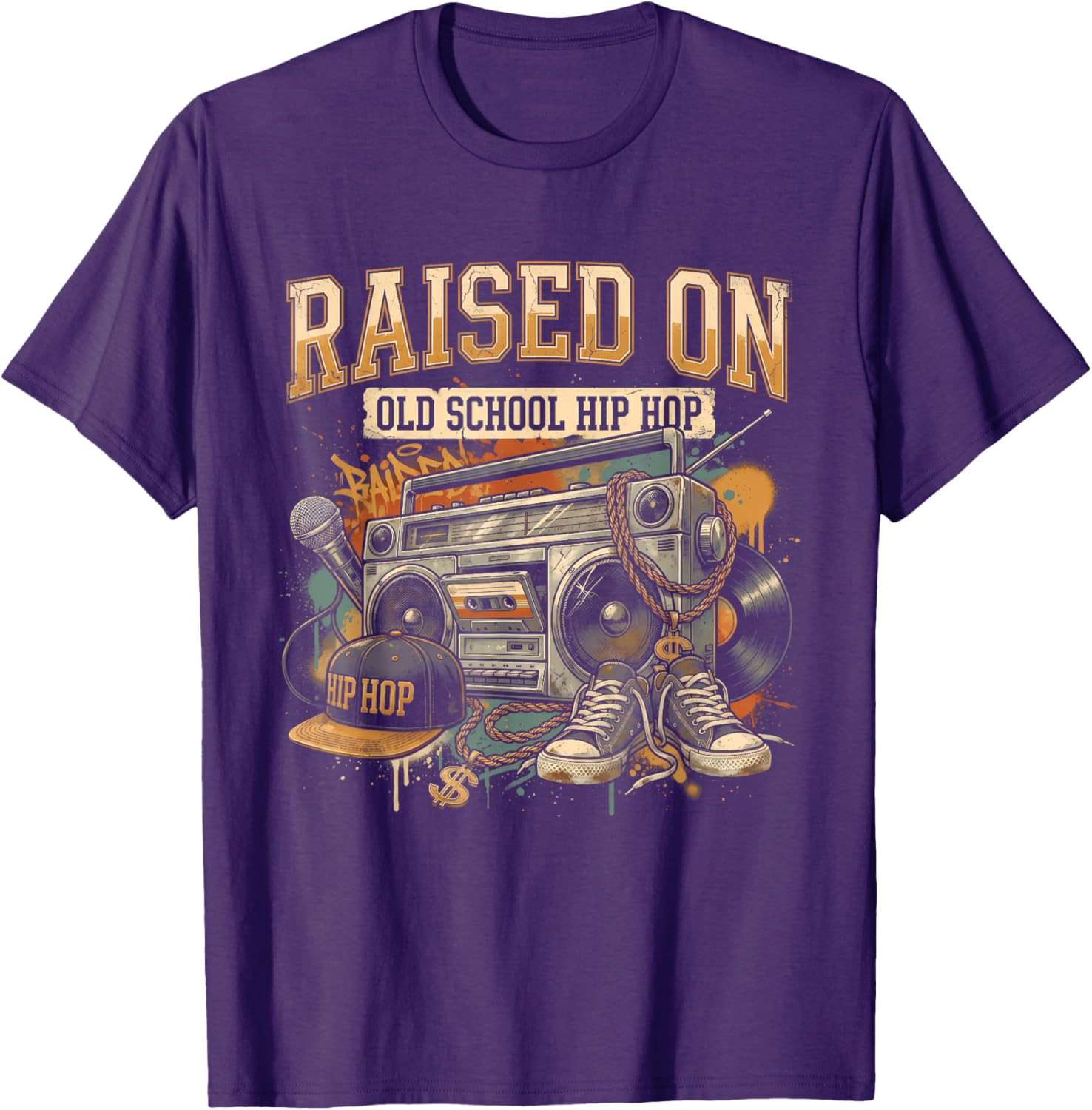 Raised On Old School Hip Hop Retro Street 80s 90s Gifts T-Shirt gallery