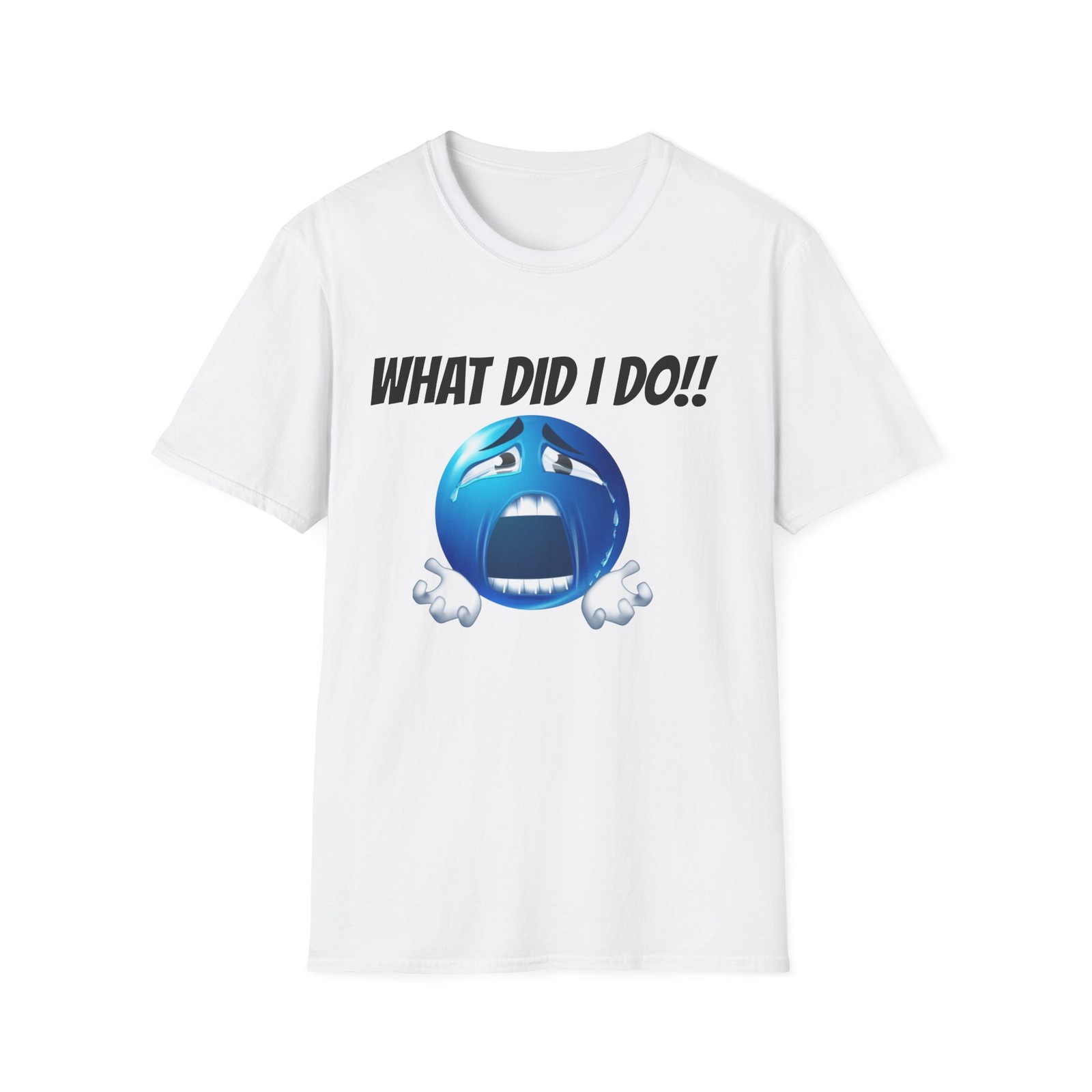 WHAT DO I DO blue emoji funny t shirt gallery