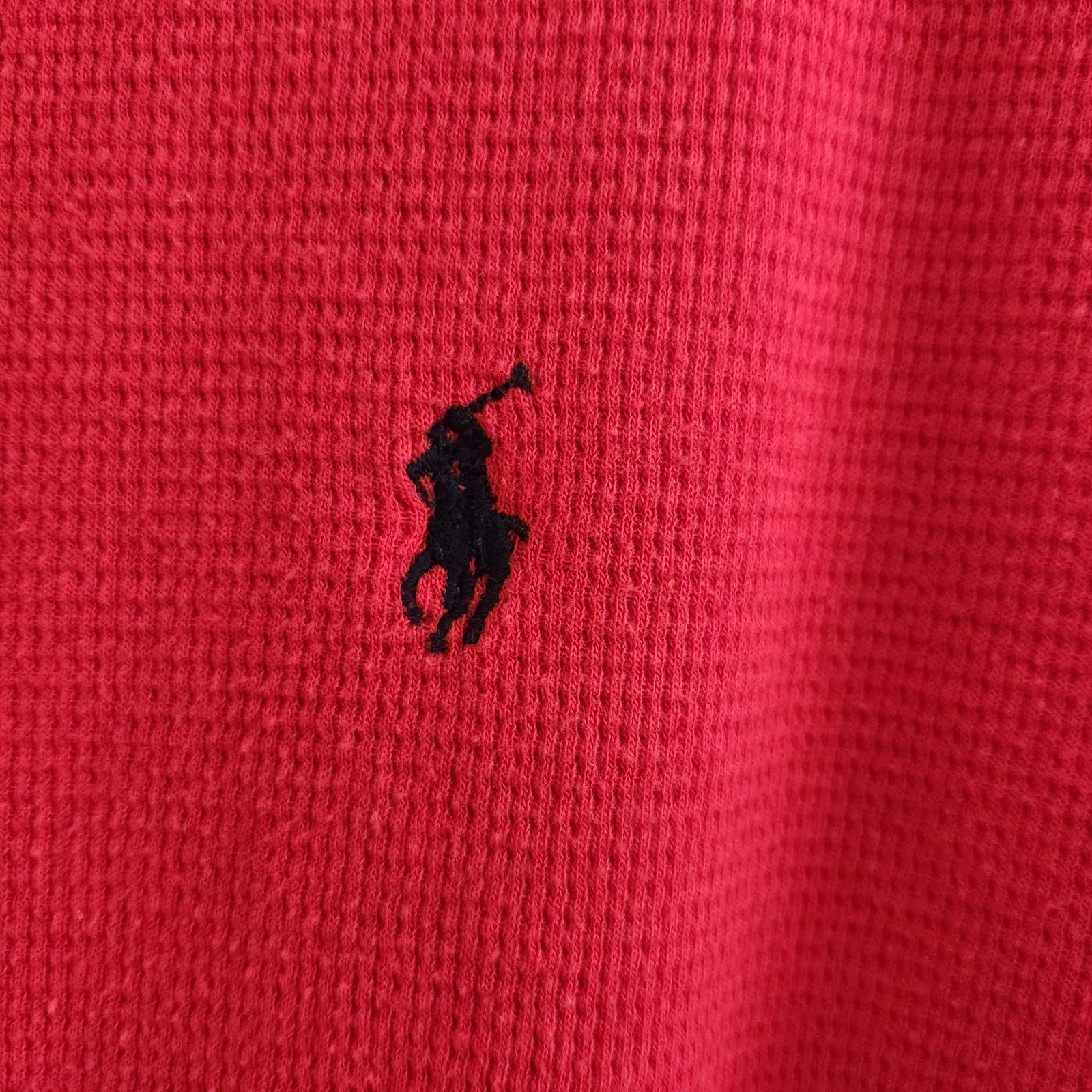 Polo Ralph Lauren Mens XL Red Thermal Waffle Knit Long Sleeve Poly/Cotton Blend gallery