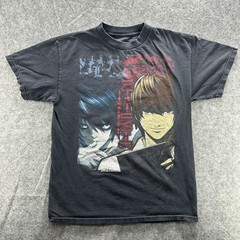 Death Note Shirt Mens Large Black Anime Manga Light Yagami Graphic Tee Japan y2k