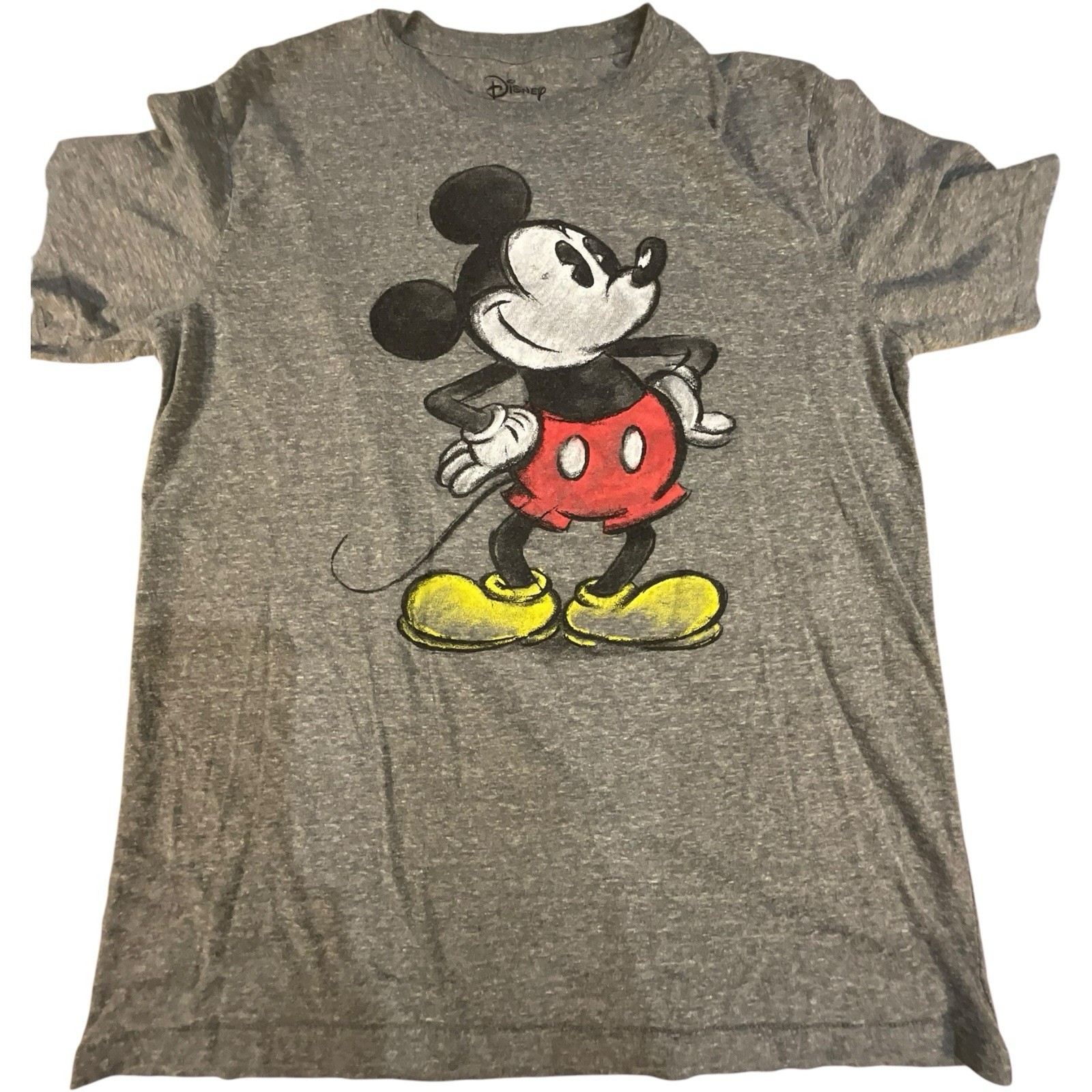 Vintage Style Disney Mickey Mouse Grey Graphic Tee L 42/44 Soft Cotton Blend