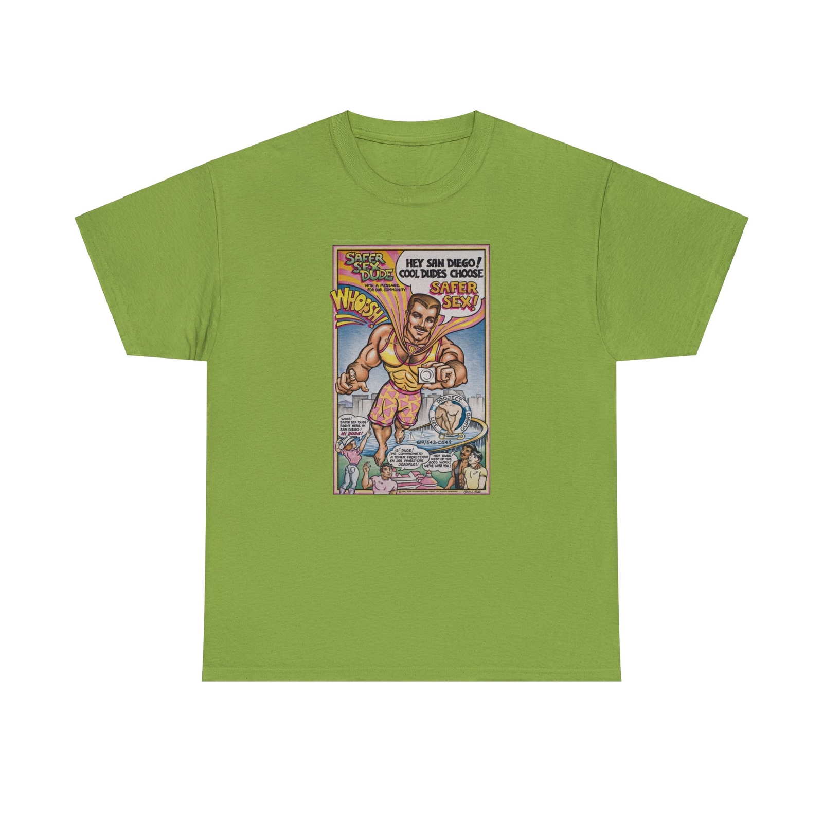 Vintage Aids Foundation San Diego Safer Sex Dude Unisex Heavy Cotton T-Shirt