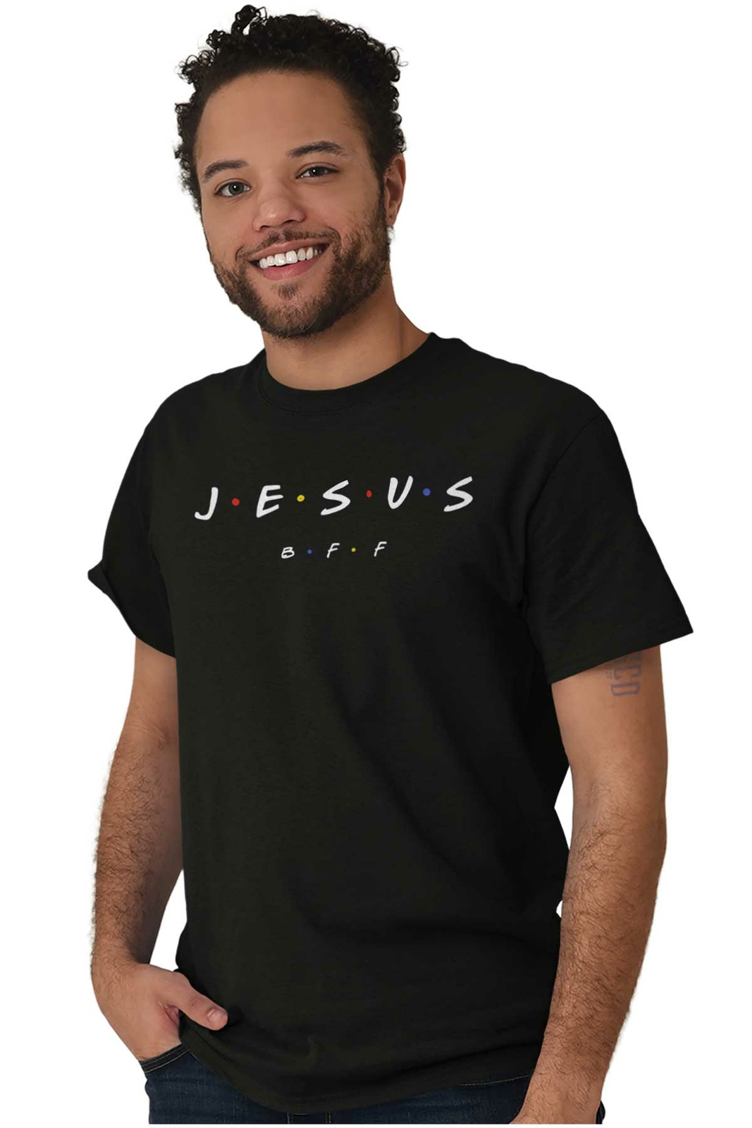Retro Christian Faith Pop Culture Jesus BFF Womens or Mens Crewneck T Shirt Tee gallery