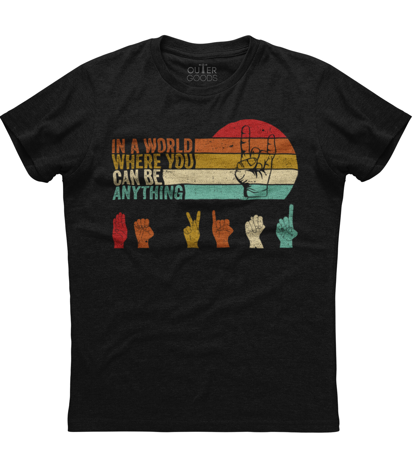 You Can Be Anything Be Kind Sign Mens Short Sleeve New Cotton Black T-shirt
