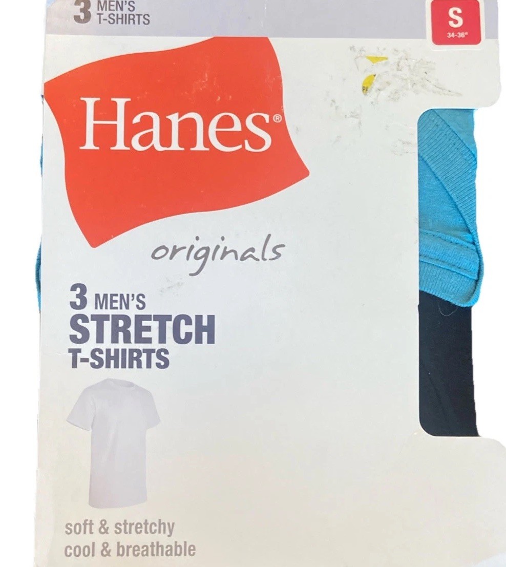 Hanes Originals 3 Pack Stretch T-Shirts Mens Size Small Soft Breathable Cool {6}