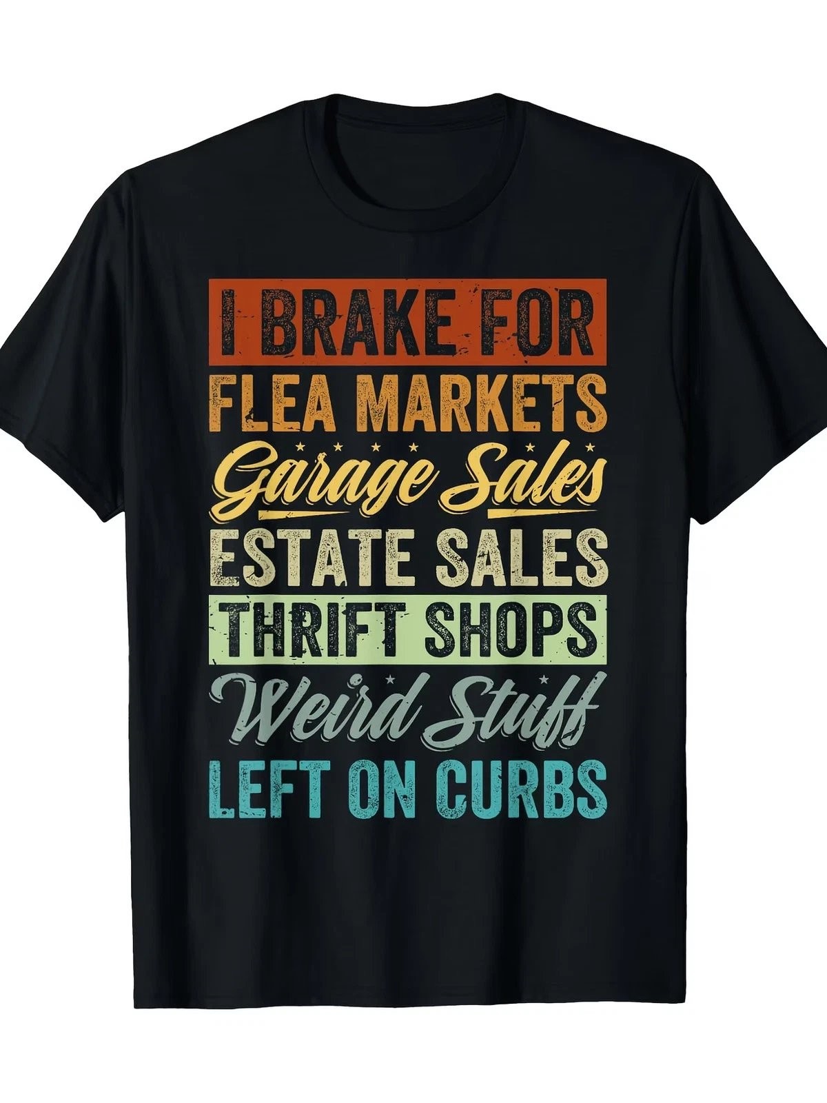 I Brake For Flea Markets Funny Vintage T-Shirt Mens Cotton Graphic Tee gallery